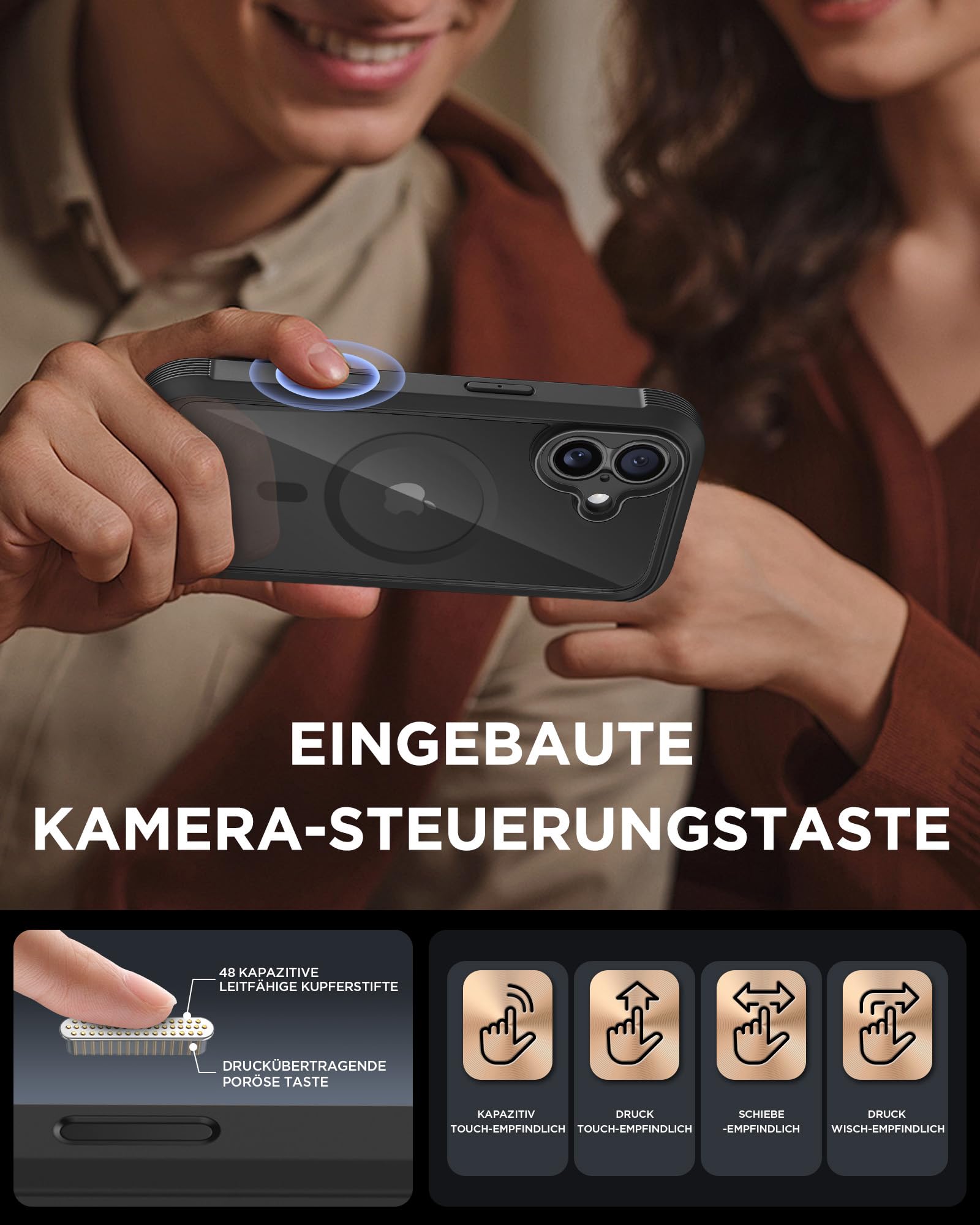Miracase für iPhone 17 Hülle mit 360 Grad Komplettschutz,Magsafe,Eingebaut Glas Schutzfolie,Arbeit,Outdoor HandyHülle Magnetisch Stoßfest Case für iPhone 17 Schutzhüllen 6,3 Zoll,Schwarz