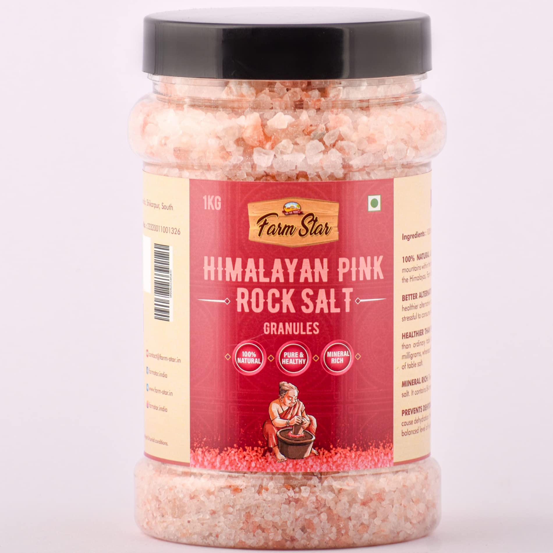 Farm Star Himalayan Pink Rock Salt Granules 1Kg|Pure-Contains Less Sodium Than Ordinary Salt (B09WVP83H3) Amazon Price History, Amazon Price Tracker