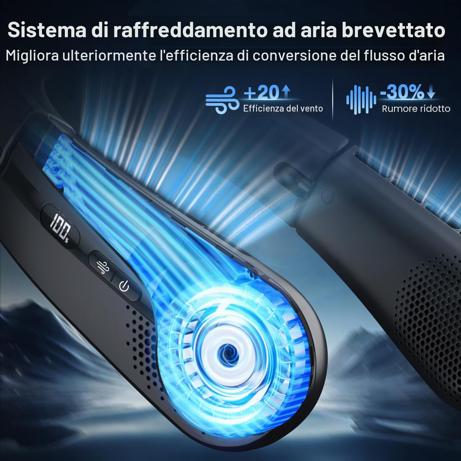 ChillGo - Ventilatore da collo senza pale da 5200 mAh, condizionatore per collo, ventilatore portatile ricaricabile, max 12 ore, 4 motori, pieghevole, ottimo regalo per uomo e donna, nero