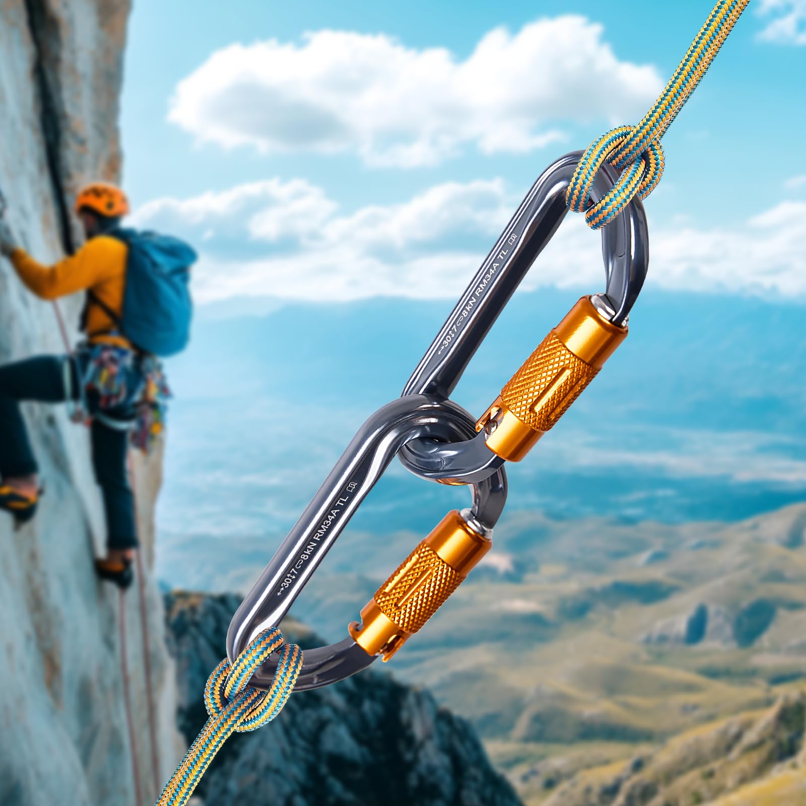 Moschettone da Arrampicata, Alluminio Ultralight Moschettoni Arrampicata per Arrampicata, Doppia, Campeggio Altalena Amache