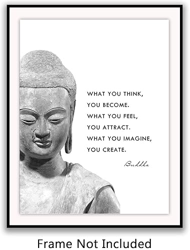Miniatura 3 de What You Think You Become Buddhism Inspirational Quotes Spa Wall Art Print Meditation Gift for Women, Yoga Motivational Spiritual Buddha Room