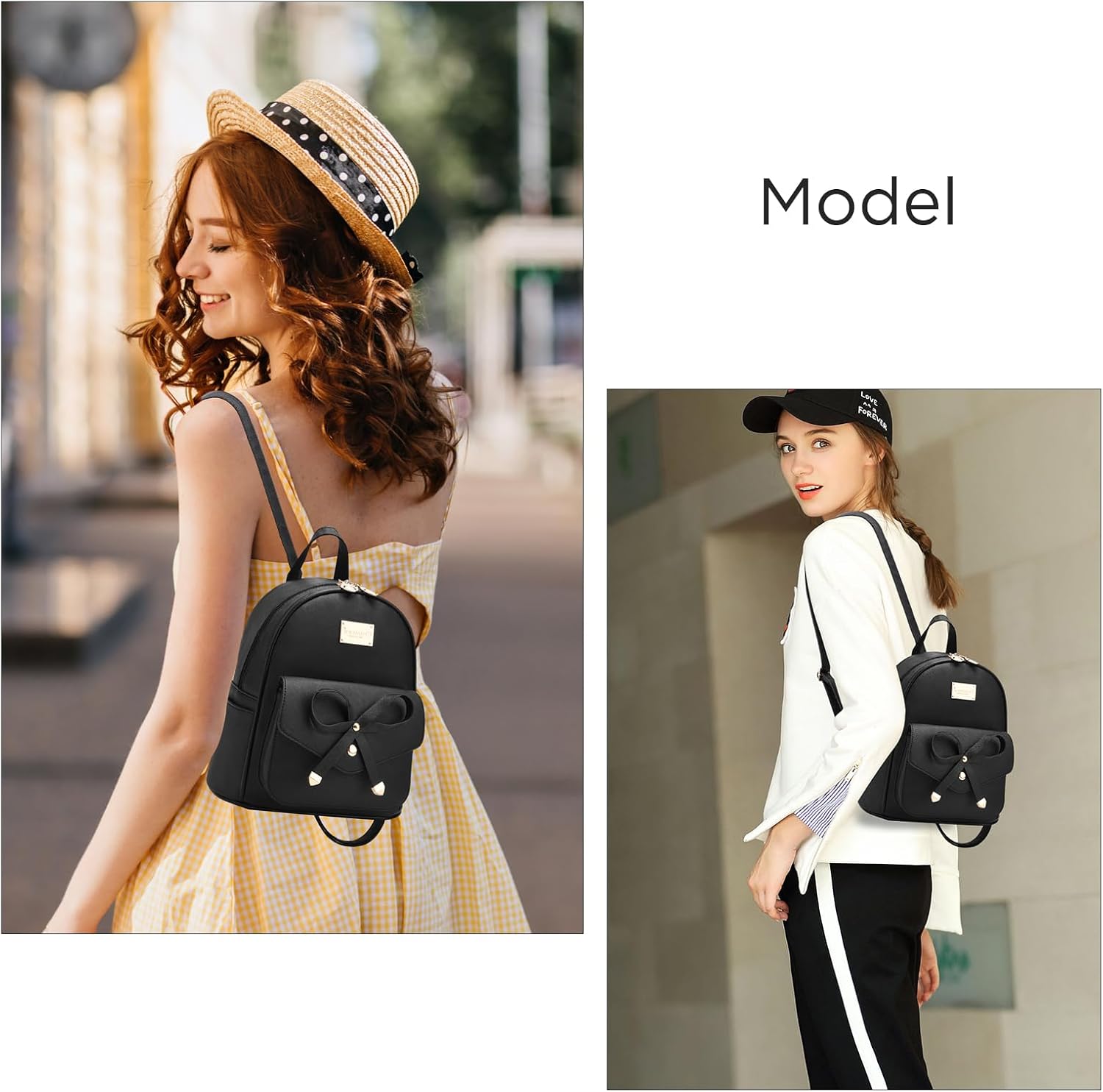 I IHAYNER Girls Bowknot Cute Leather Backpack Mini Backpack Purse for Women - Image 3