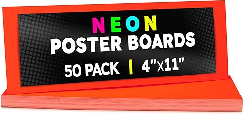 Miniatura 111 de Hygloss Tablero grande de póster de 22 x 28 pulgadas, 100 tableros de póster de colores neón surtidos a granel, 10 puntos de grosor, papel de póster
