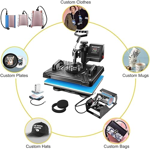 Miniatura 4 de AKEYDIY Máquina de prensa de calor mejorada 8 en 1, máquina de prensa digital multifunción para camisetas, máquina de sublimación de 12 x 15,