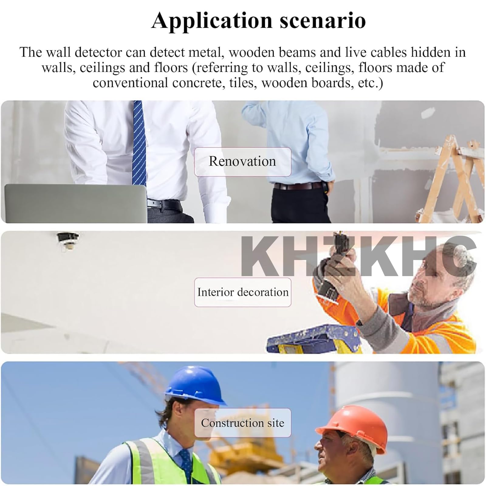 Escáner de pared, detector de metales y cables vivos, localizador de tuberías de agua de PVC, metal ferroso de 110 mm, cable vivo de 50 mm, madera de 25 mm, detección de tuberías de agua de 35 mm