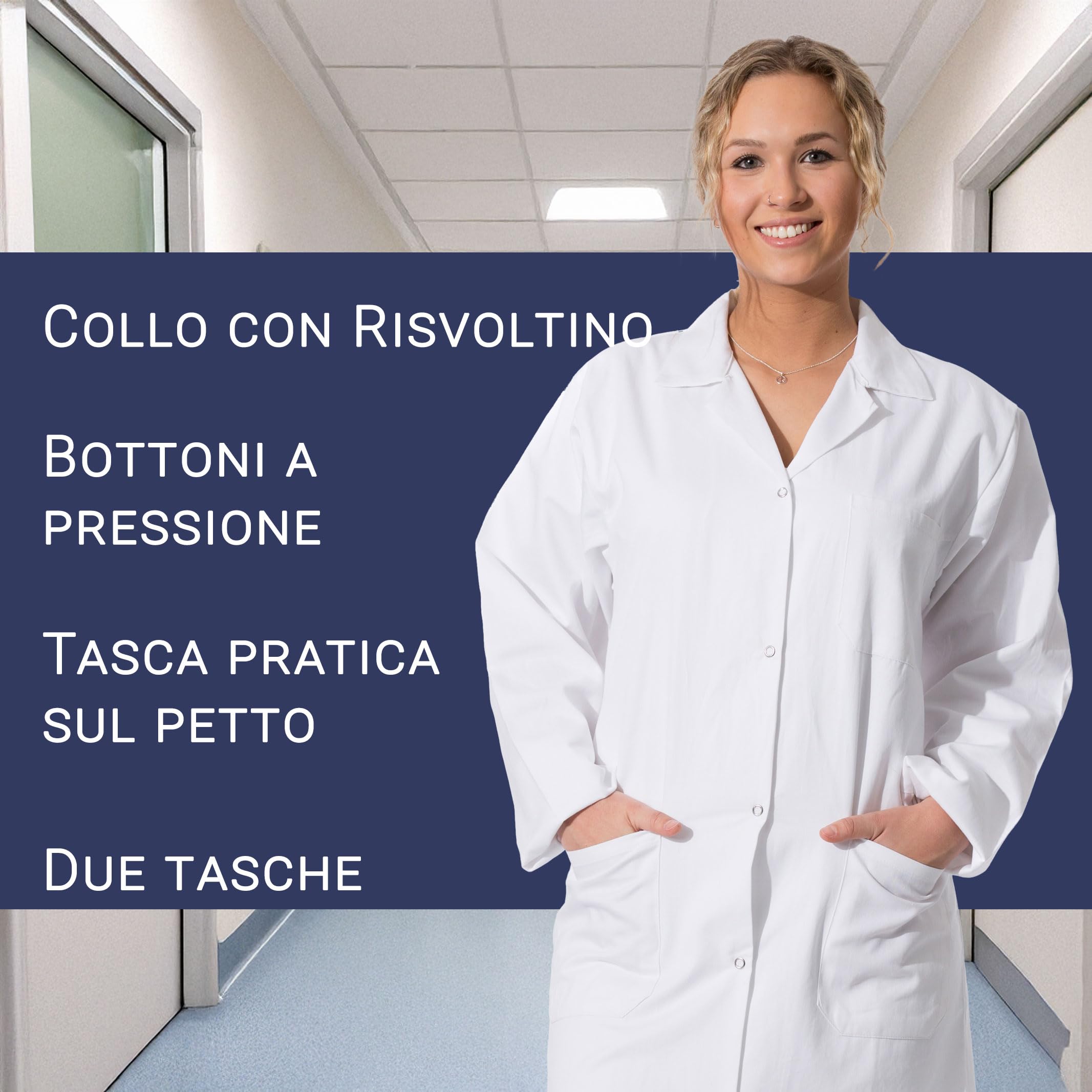 ZOLLNER Camice da donna per laboratorio - Casacca da medico con pratiche tasche e chiusura a bottoni a pressione - Cotone - lavabile a 95°C - Certificato OEKO-TEX (R), 141
