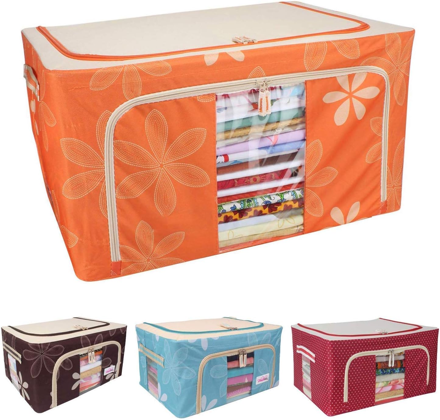 SVK DREAMLiving Box - Wardrobe Organizer, Storage Boxes for Clothes with Zip - 66 Litre, Pack of 1, (Multi-Couler)