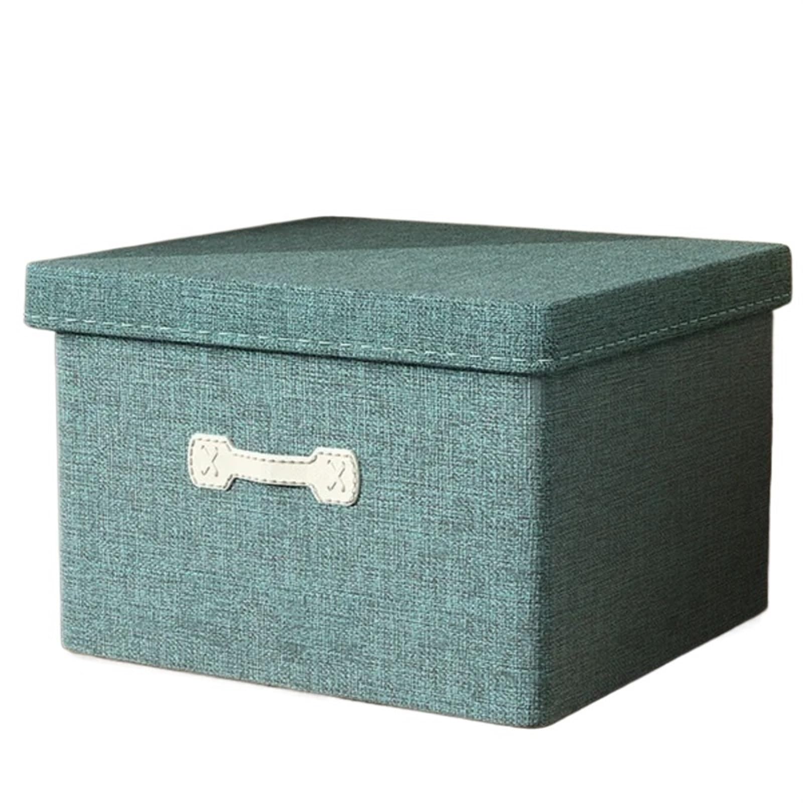 CGUOHU Linen Folding Storage Box With Lid Closet Drawer Clothes Sundries Quilts Organizer Laundry Basket For Wardrobe Storage(Green,30L(40 30 25cm))