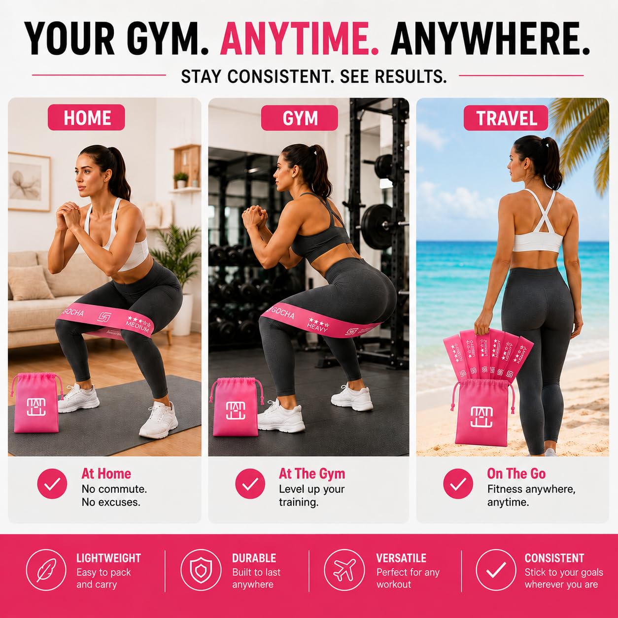 GOCHA Gadgets, Bandas elásticas de resistencia con diferentes niveles de fuerza para entrenamiento, gimnasio, yoga, ejercicio, paquete de 5 unidades