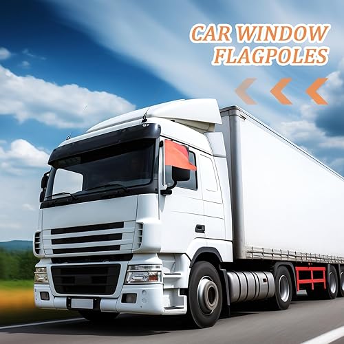 Miniatura 2 de Yardwe Soporte para poste de bandera de ventana de automóvil, 12 unidades, plástico de 17.3 in, estructura de clip de fácil instalación, para