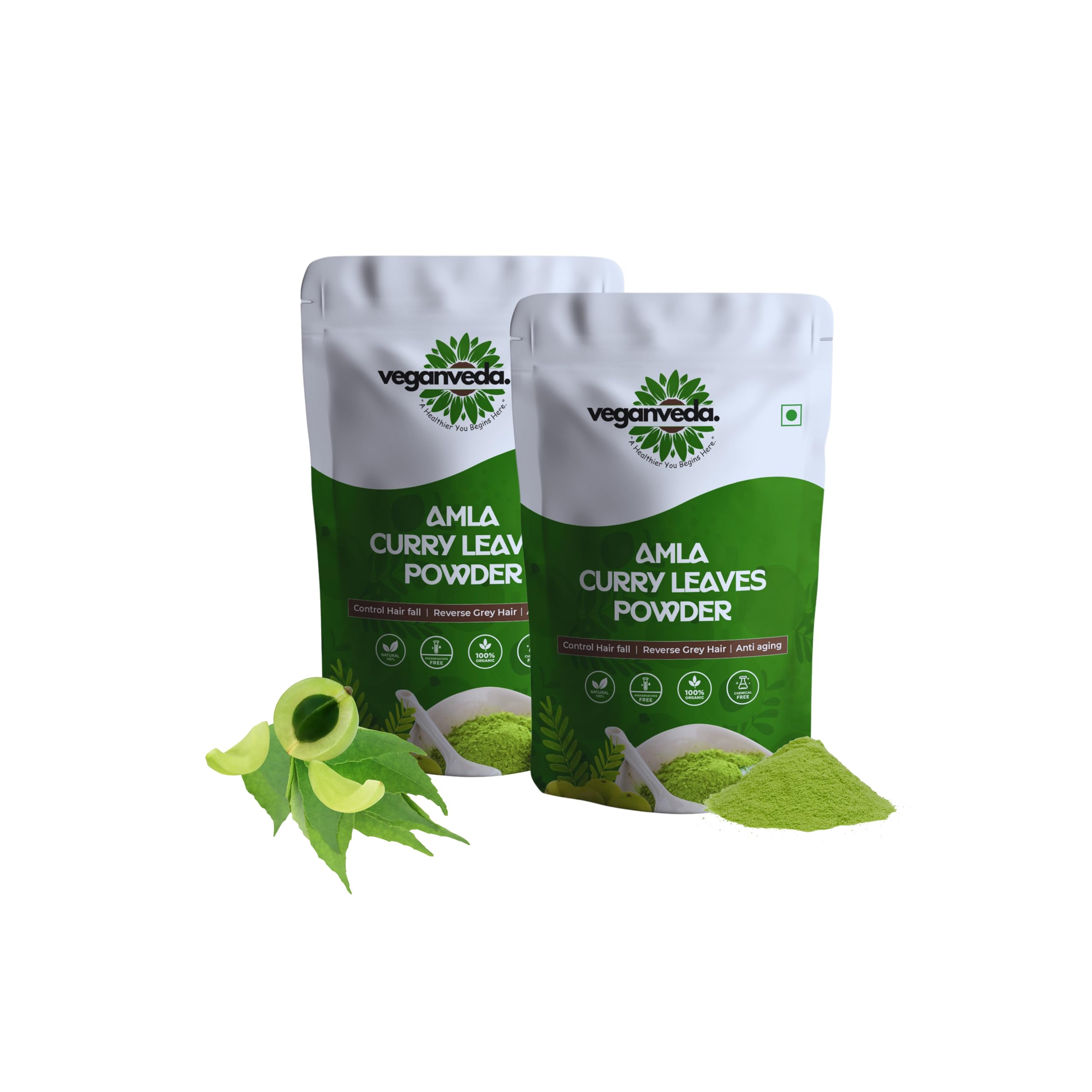 VeganVeda Amla Curry Leaves powder for Hair Fall Control, Hair Growth, Premature Greying, Anti-Aging | Pack Of 2| Organic Amla Powder Hair Care | Curry Leaves Powder Eating | 200g-image-16