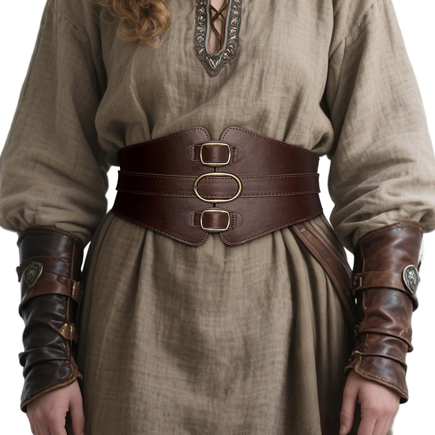 L'VOW Women's Viking Leather Corset Belt - Renaissance Cinch Belt for Halloween Medieval Daily Wear - Image 2