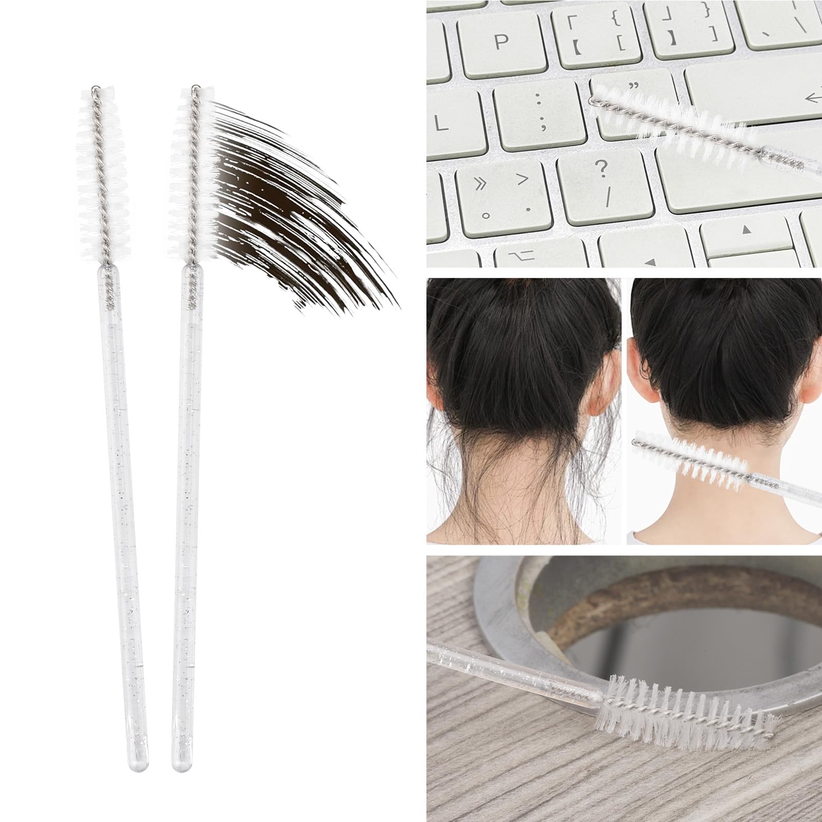 Tbestmax 500 Disposable Mascara Wands Eye Lash Brush Spoolies for Eyebrow Eyelash Extension (White) - Image 3