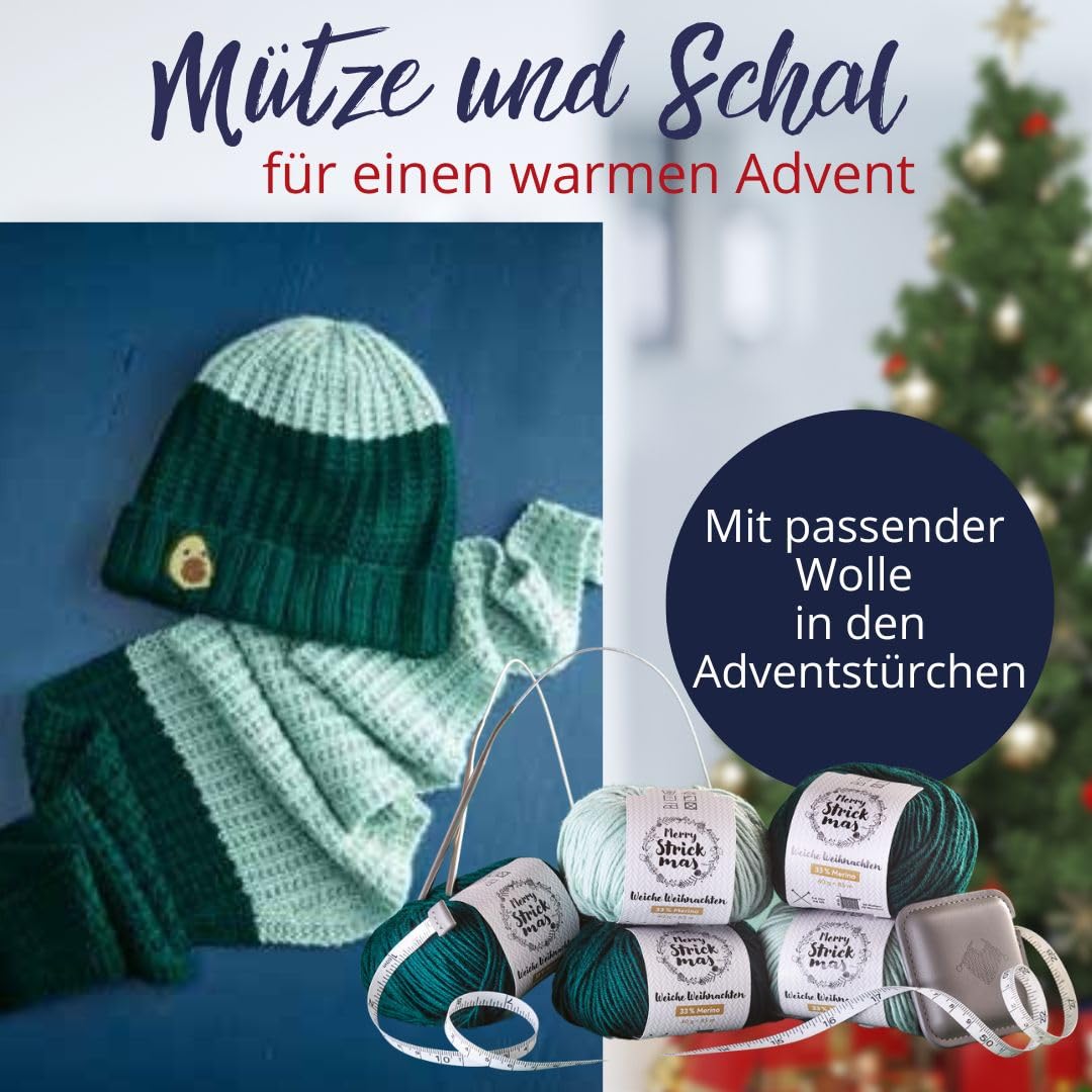 Merry Strickmas-Der Strick-Adventskalender:Mit süßen Accessoires und Zubehör fürs Stricken sowie einer ausführlichen Schritt-für-Schritt-Anleitung und passendem Material für dein neues Lieblingsstück.