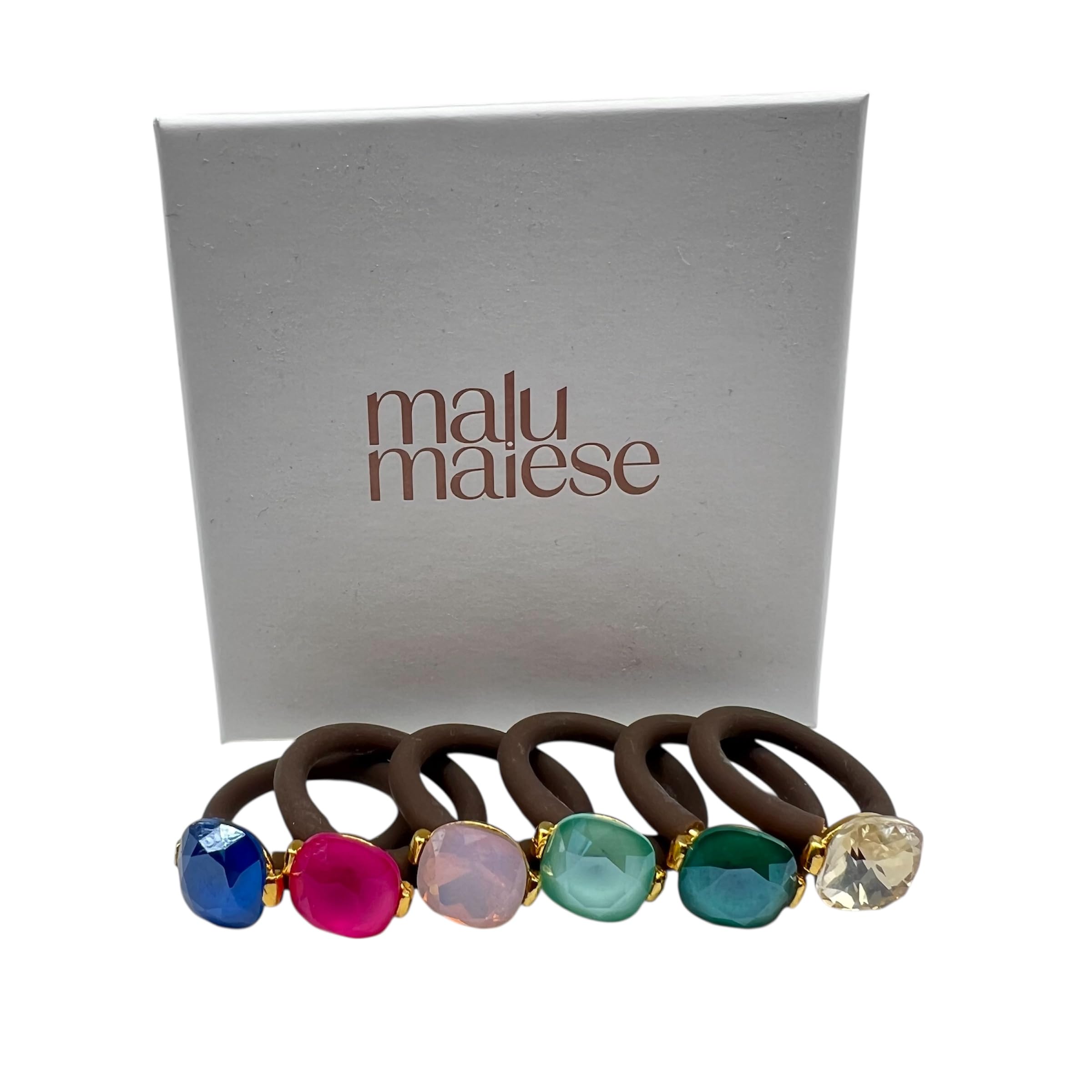 Anillo de caucho marrón y cristal facetado, base dorada chapada en oro 18k, tamaño ajustable. Regalo para Mamá. Regalo para Mujer.