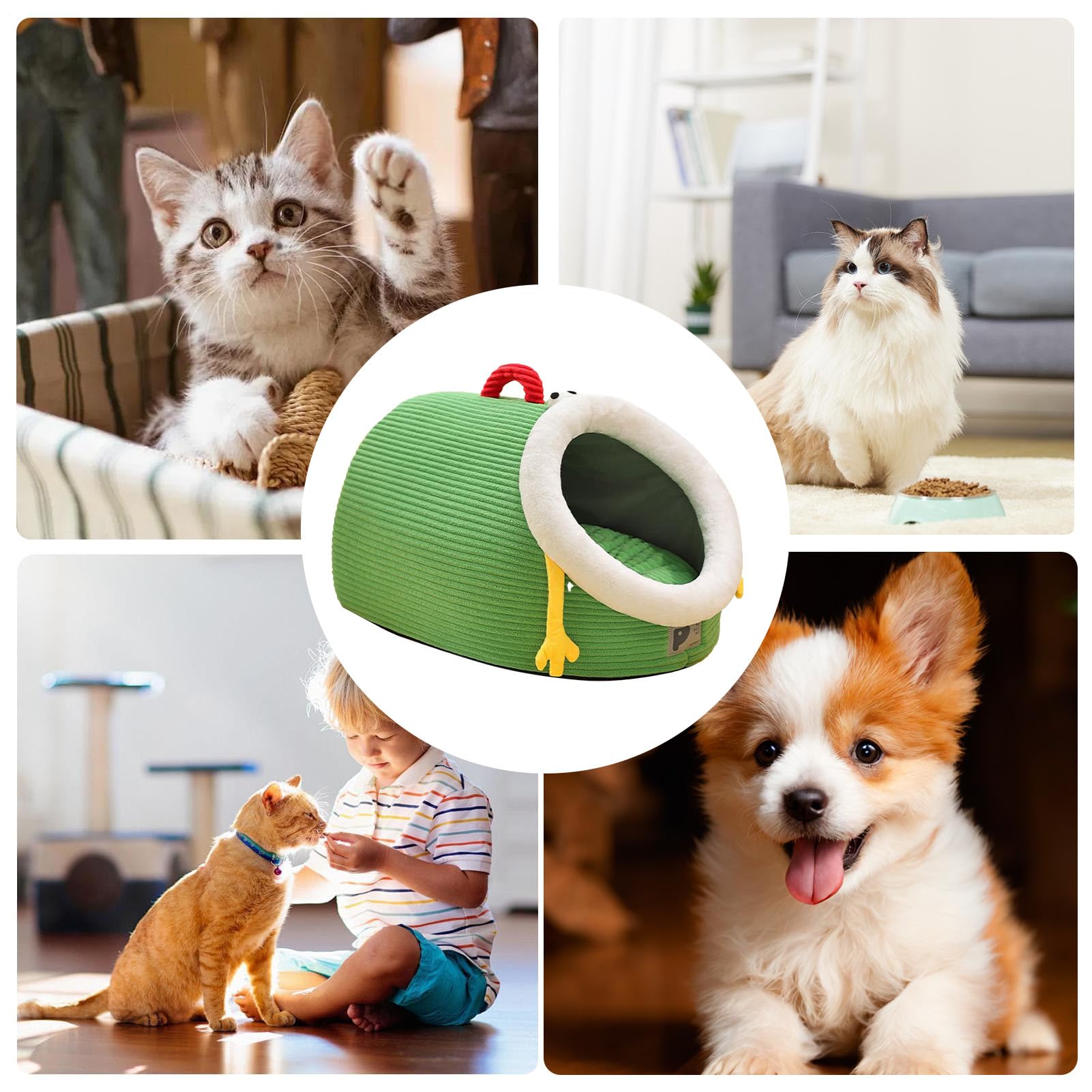 Caseta para gatos manta, cama cerrada para gatos | Suave caseta con diseño | de abierta y extraíble lavable, para animales domésticos pequeños, cachorros, invierno sueño en casa