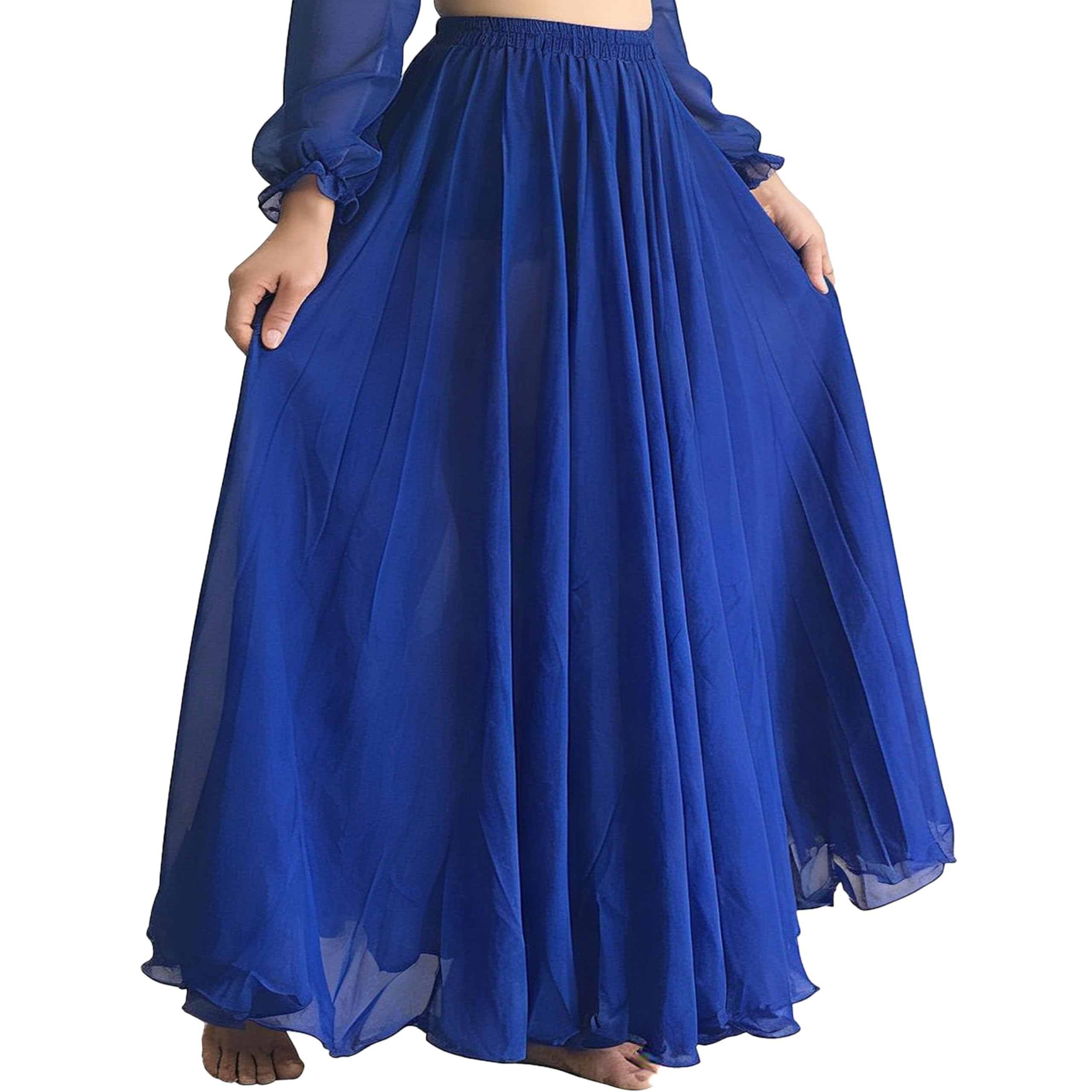 Wuchieal Damen Bauchtanz-Rock, Tribal-Chiffon, voller Rock, Lob Tanzrock, mexikanischer Rock