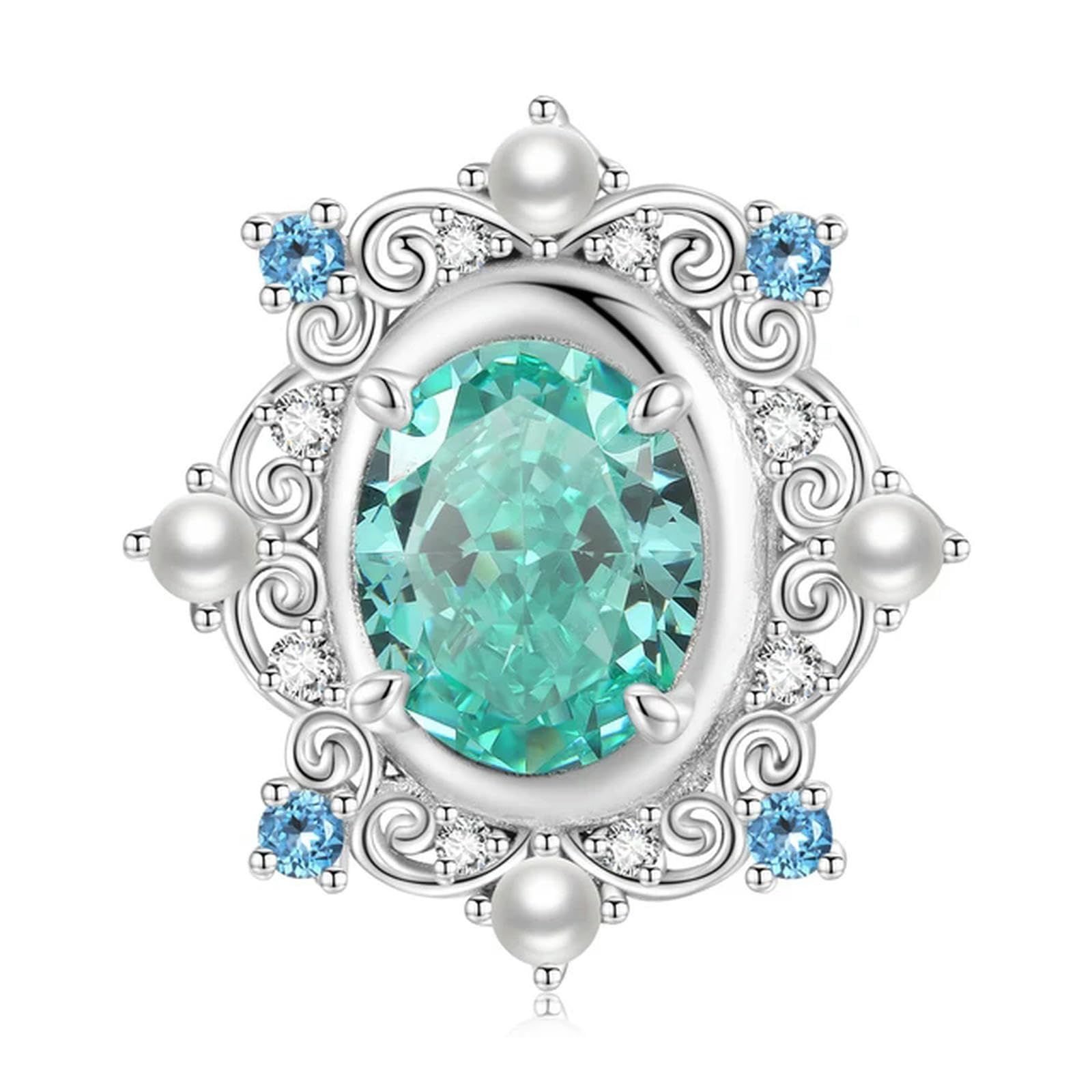 Ciondolo Romantico Con Perla Di Zirconi Verdi In Argento Sterling 925 Con Fiore Di Ghiaccio Per Collana Di Gioielli Pregiati Regalo Di Compleanno Per Donne