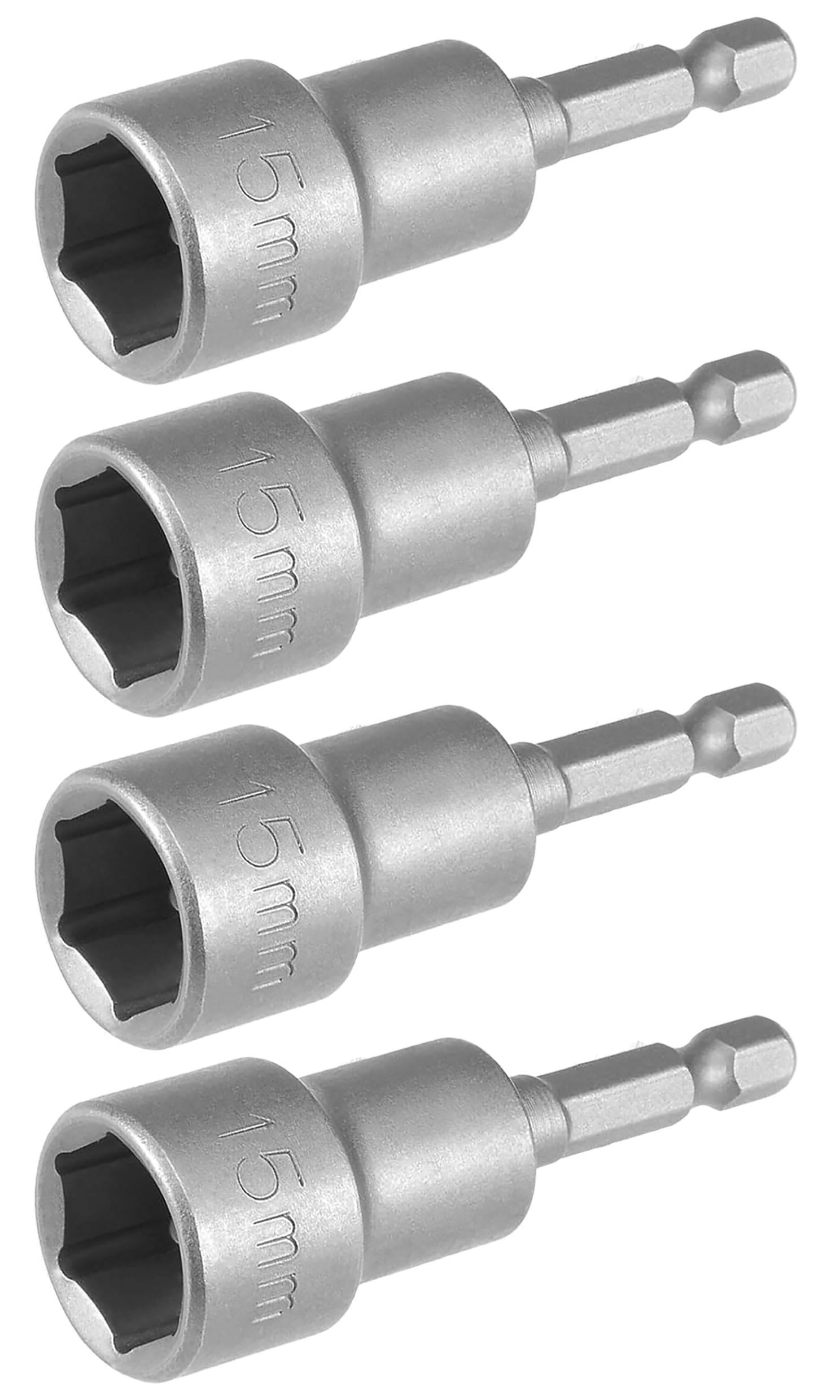 NACX 15mm Magnetic Nut Driver Bit Sets, 1/4" Hex Shank Driver Bit, Quick Change Socket Nut, Impact Driver Adapter, 65mm Length, 4Pcs