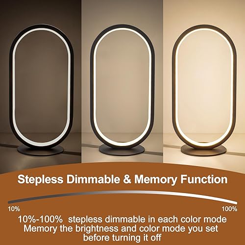 Miniatura 3 de Modernas lámparas de mesa LED, 3 modos de color y lámparas de escritorio regulables continuas para oficina en casa, lámparas de noche únicas negras