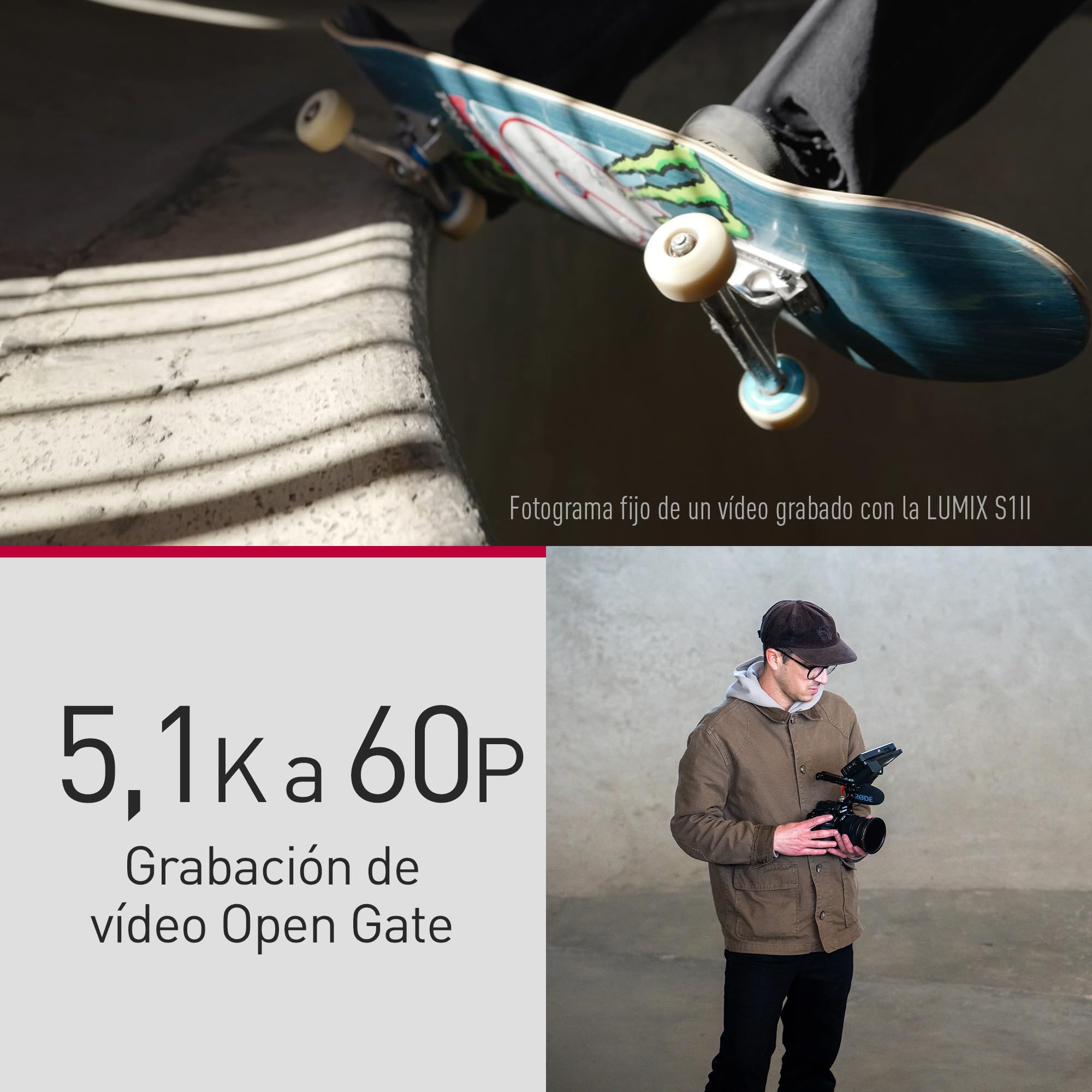 Panasonic LUMIX S1II Cámara Sin Espejo de Fotograma Completo, 24 MP, 4K 120p, 5.1K 60p Open Gate, ProRes Raw, AF Híbrido De Fase, Montura L, Solo Cuerpo, Negra