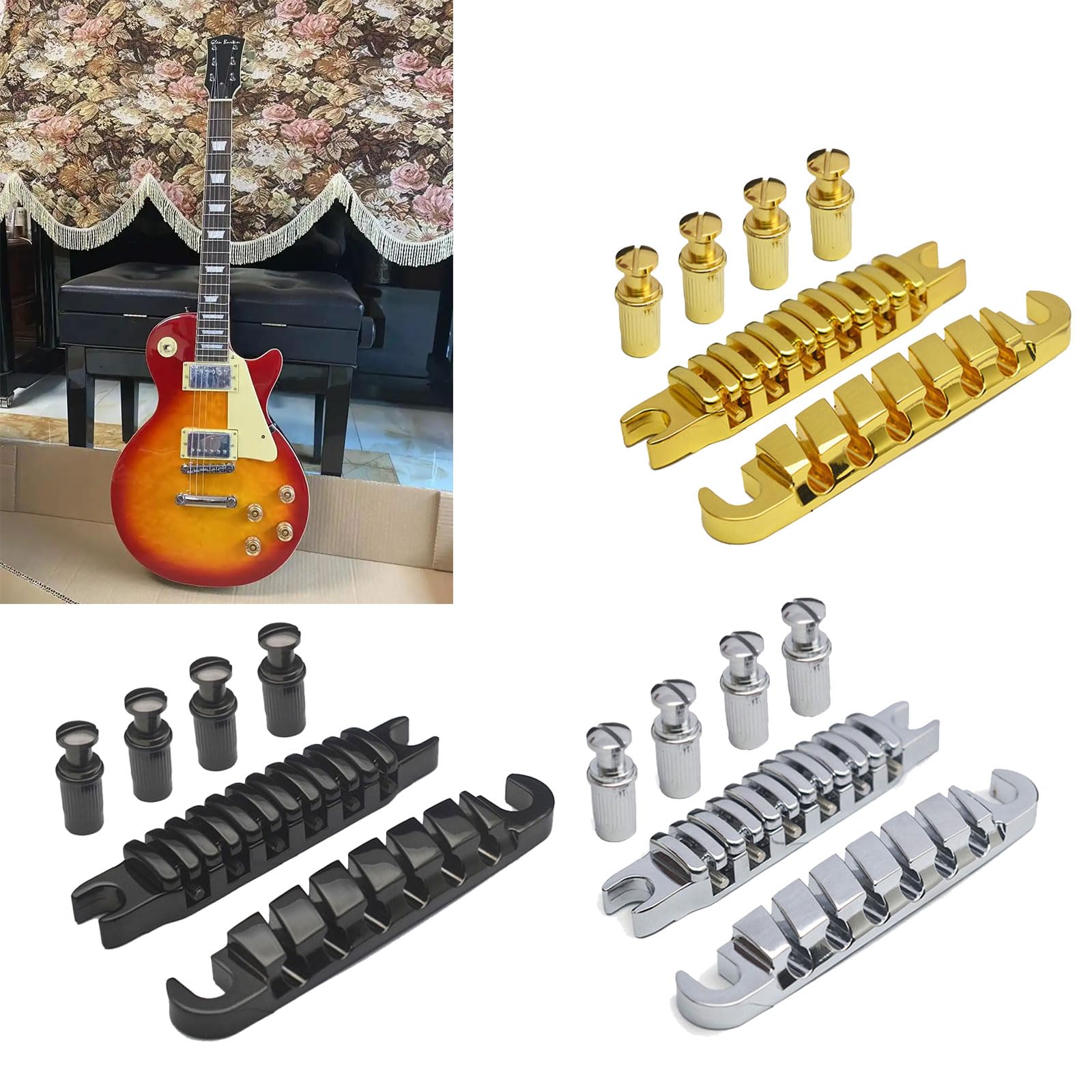 Ponte per chitarra elettrica Split Chitarra Ponte Cordiera Selle Individuali Per 6 Corde Chitarre Elettriche Parti di Ricambio
