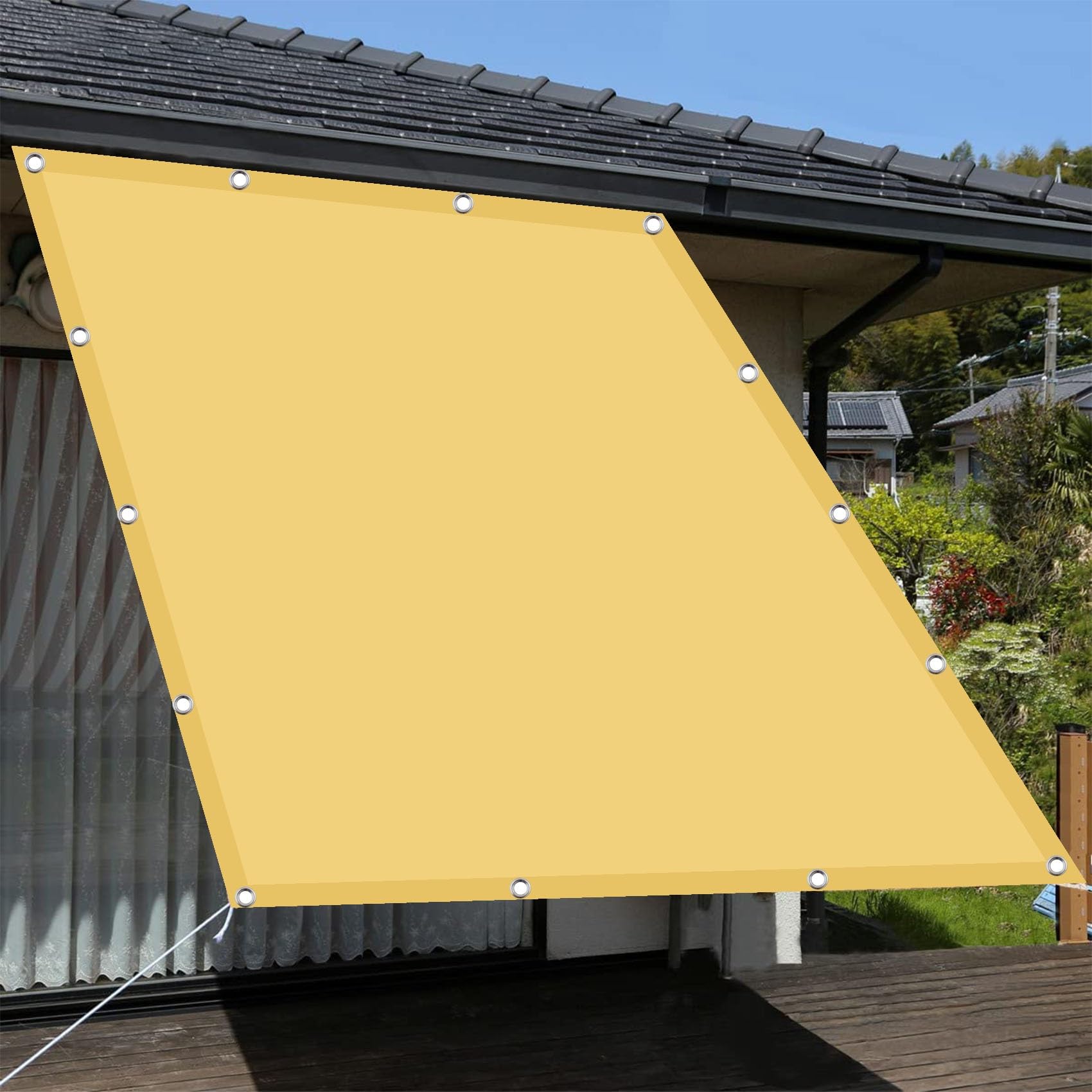 Voile d'ombrage jardin 4x7 m crème pour ombrager vos repas d'été
