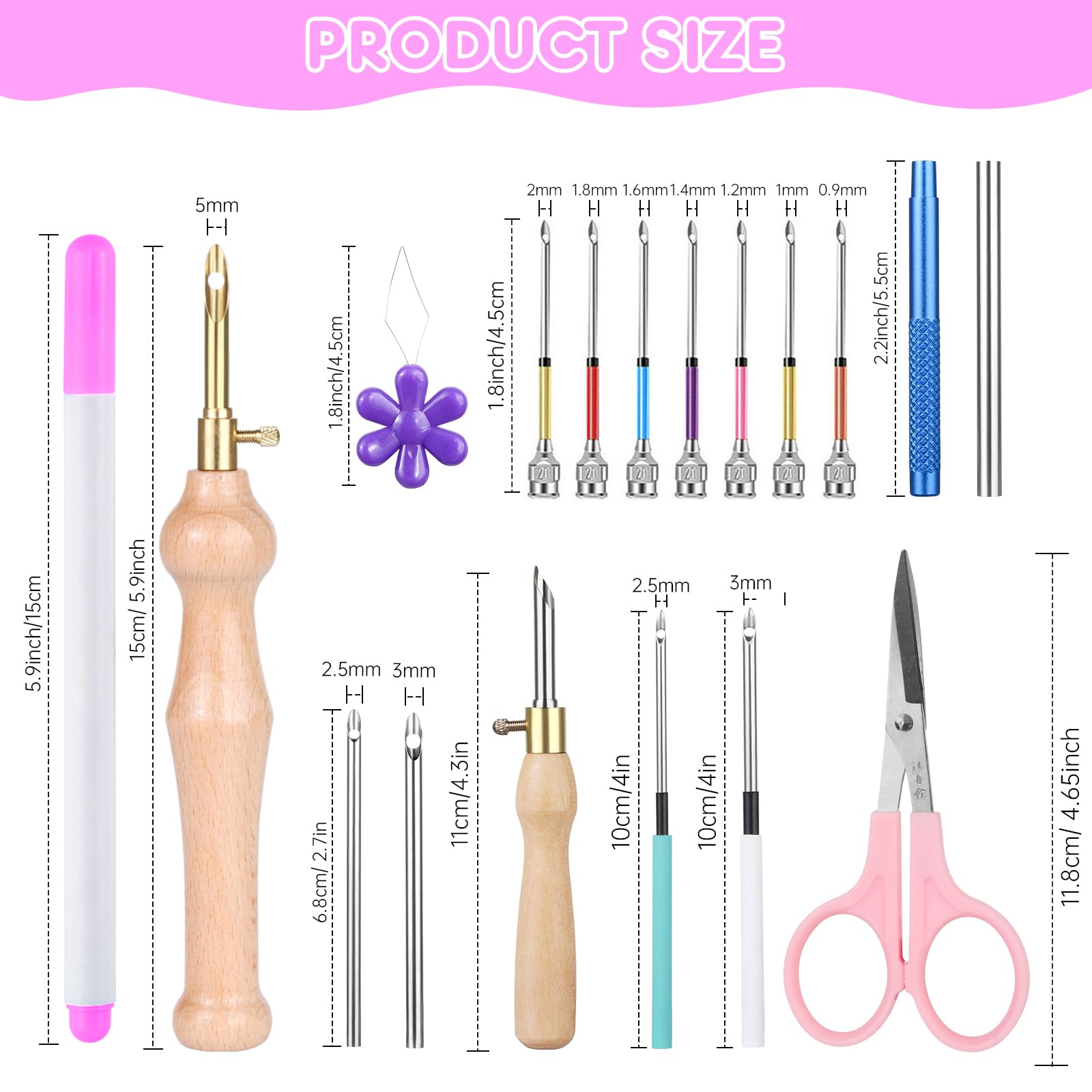 Marvellous Set Di Penne Magiche Per Ricamo, Punch Needle Kit, Penne Da Ricamo, Ago Magico Per Ricamo Con Manico Kit Set Scatola Portaoggetti Per Principianti Adatto Per Abbigliamento, Ricamo E Tende
