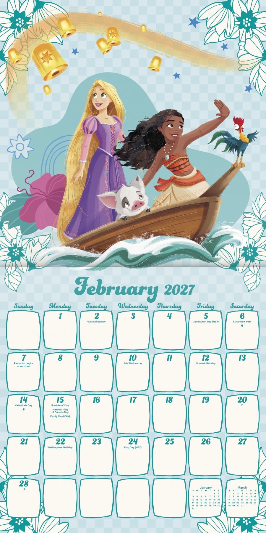 2027 Disney Princess Wall Calendar
