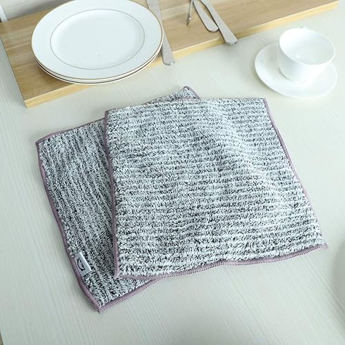 Miniatura 5 de paños de limpieza de microfibra suave para platos, 10 x 10 pulgadas, lavables a máquina, muy absorbentes, almohadillas antiarañazos para cocina,