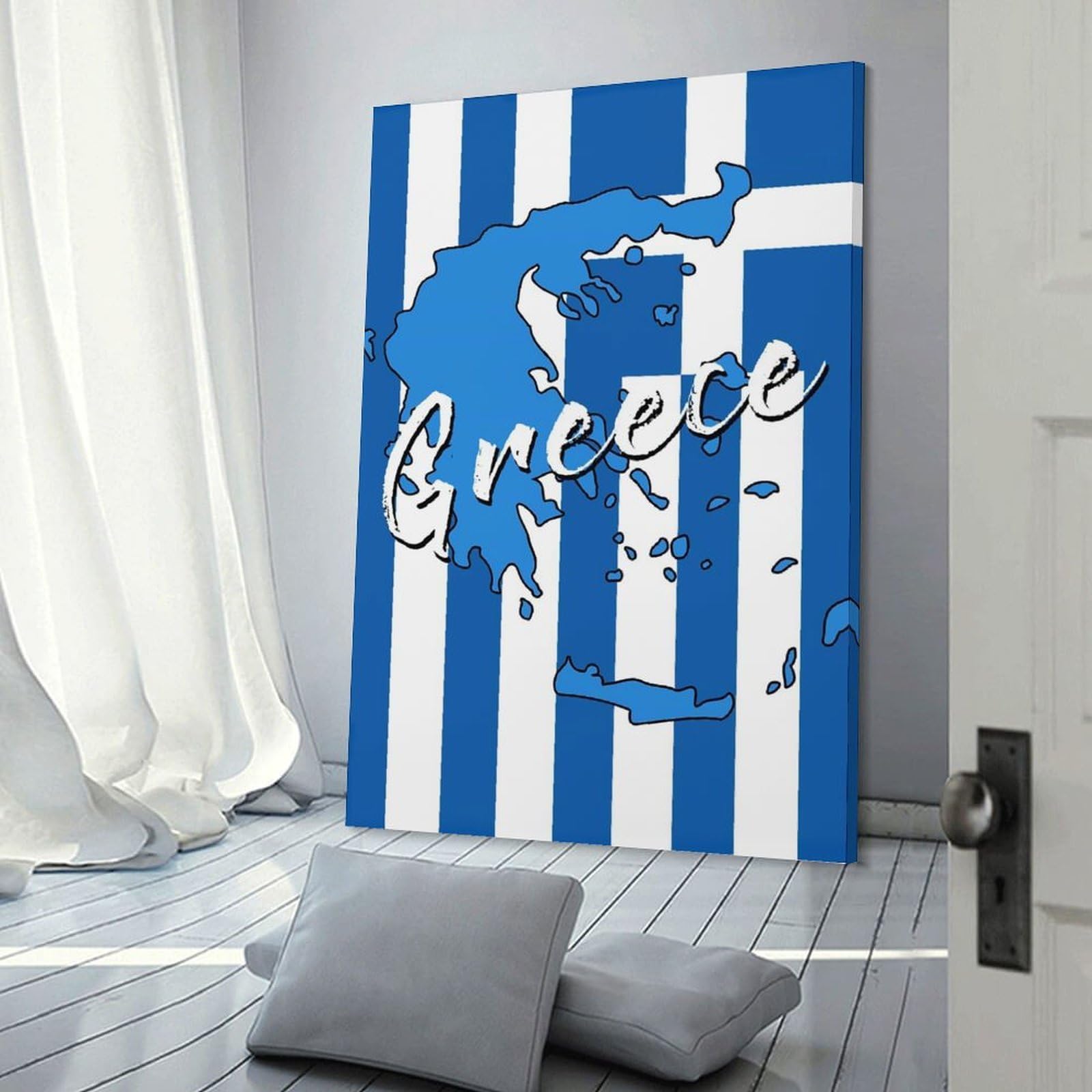 Junmoney Greece Home Decor Wall Art, 24x36inch(60x90cm), for Lounge, Bedroom Or Personal Spaces, Gift Idea for Housewarming And Birthdays