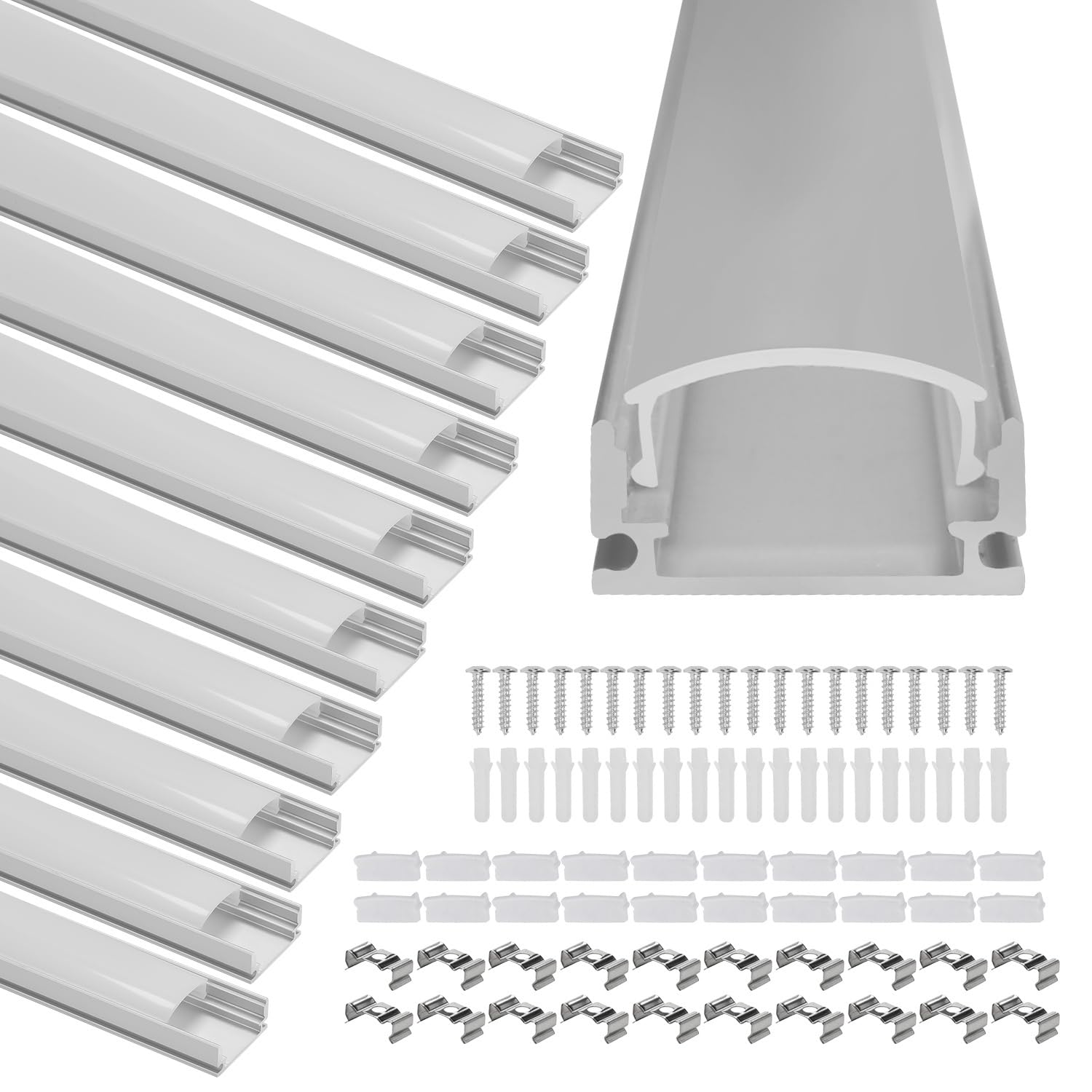 Profil aluminiowy 30 x 1 m profil LED w kształcie litery U z osłoną, zaślepkami i klipsami montażowymi, szyna LED kanał LED do taśm LED