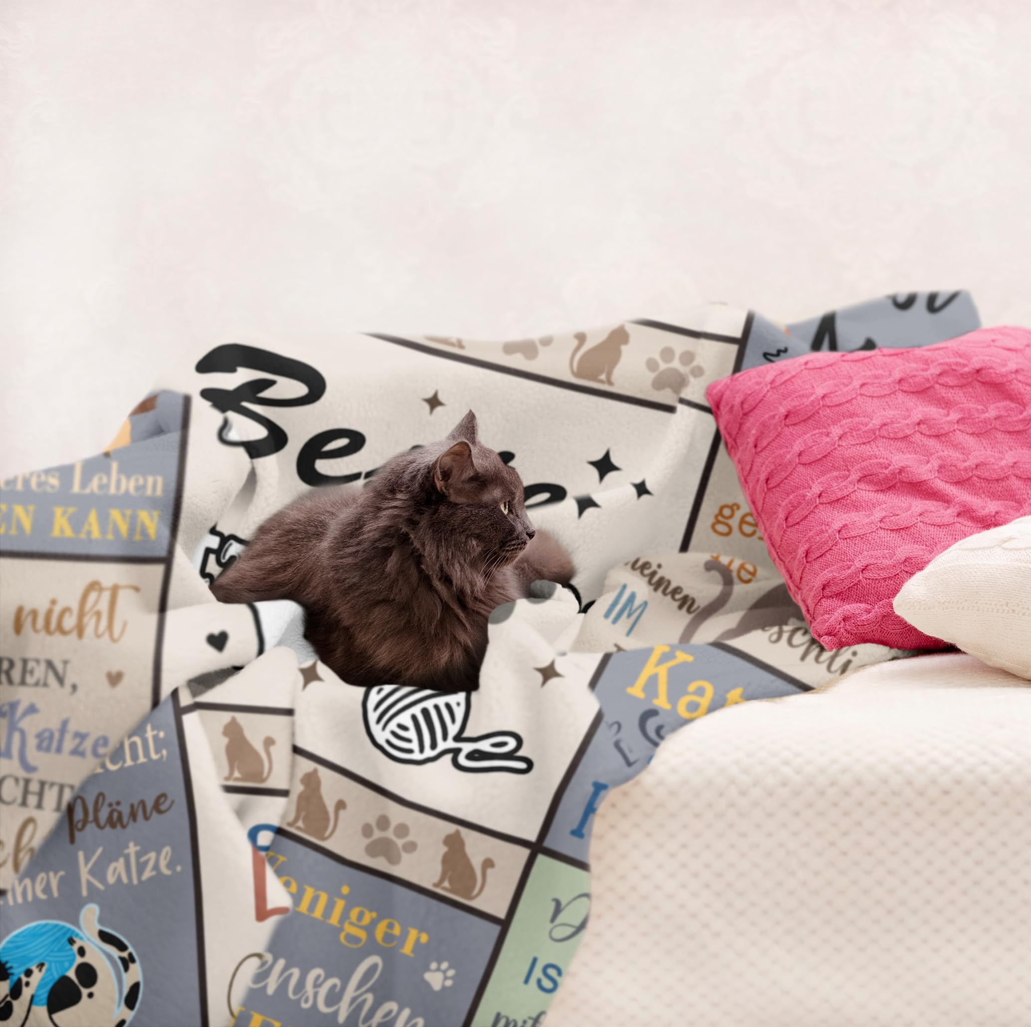 Geschenk für Katzenliebhaber Frauen, Katzenmama Geschenk Decke 150x130CM, Katzengeschenke für Mama Mutter Katzenliebhaber Geburtstag Muttertagsgeschenke für Katzenmama Mama von Tochter Sohn