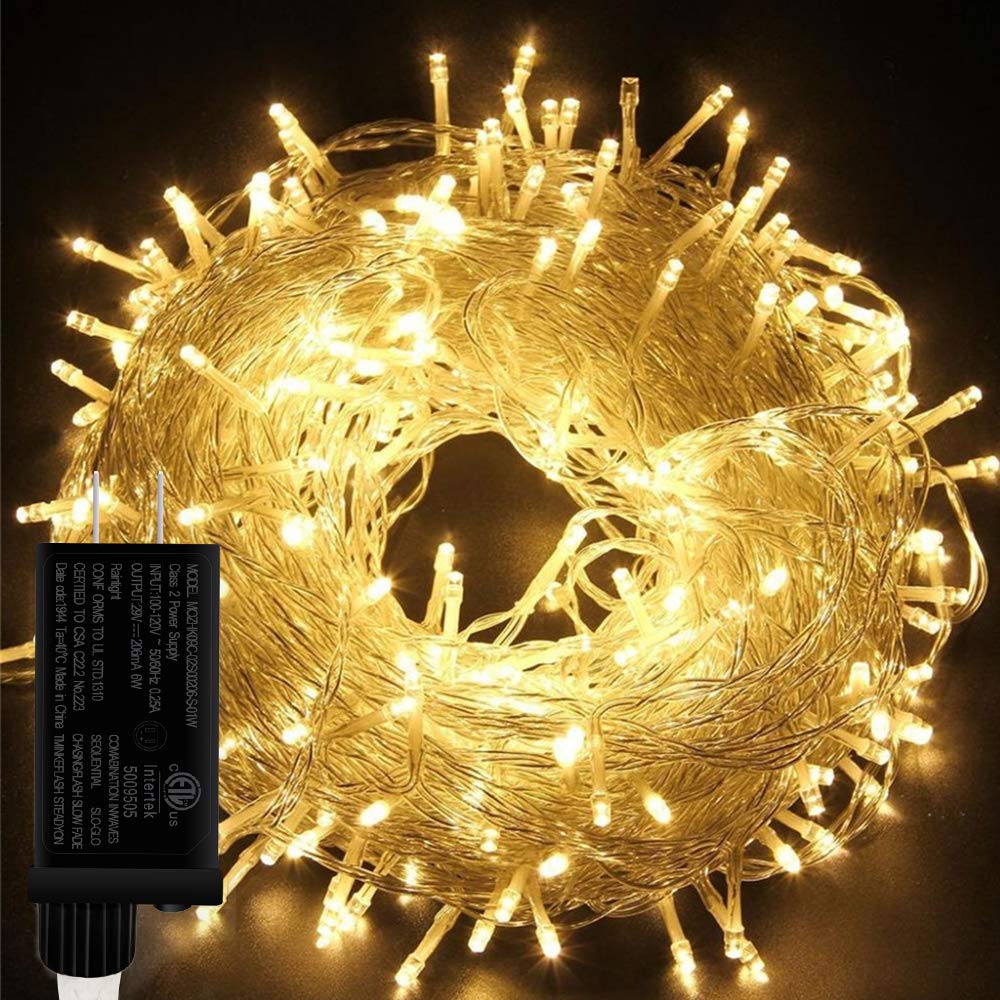 Amazon Com Liyuanq Christmas String Lights 66ft 200 Led Christmas Tree Lights Plug In 8 Modes Waterproof Twinkle Fairy Lights With Memory Ul Certified Power Supply For Christmas Indoor Decor Warm White