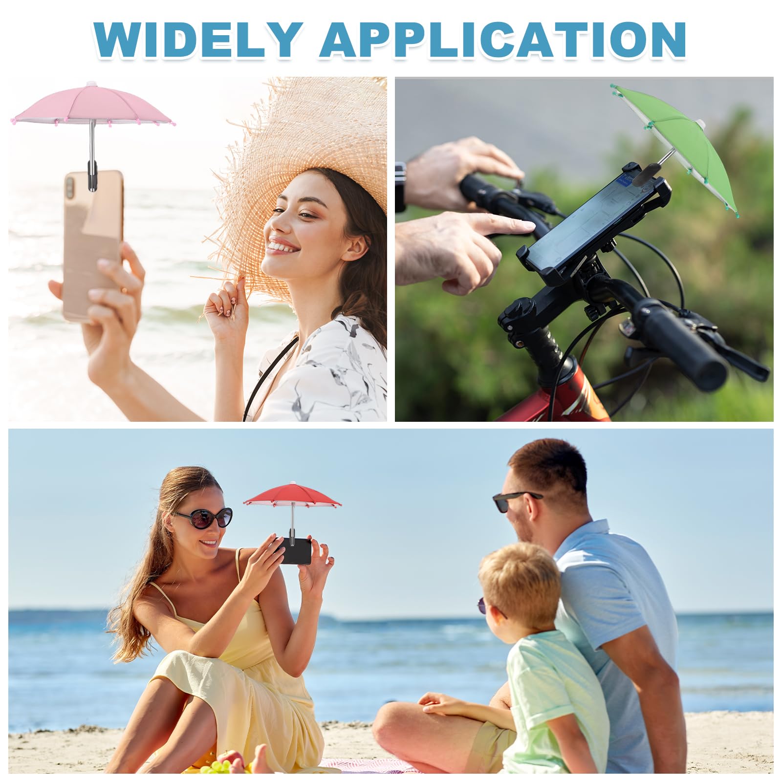 QUARKZMAN Phone Umbrella - Ombrellino Regolabile Per Telefono Con Clip Stabile Mini Copertura Ombreggiante Universale Per Cellulare Da Spiaggia/Piscina/Esterno, Verde