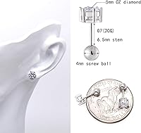 Vista 5 de Aretes de plata de ley 925 con diamante de imitación con circonita cúbica, cierre de rosca