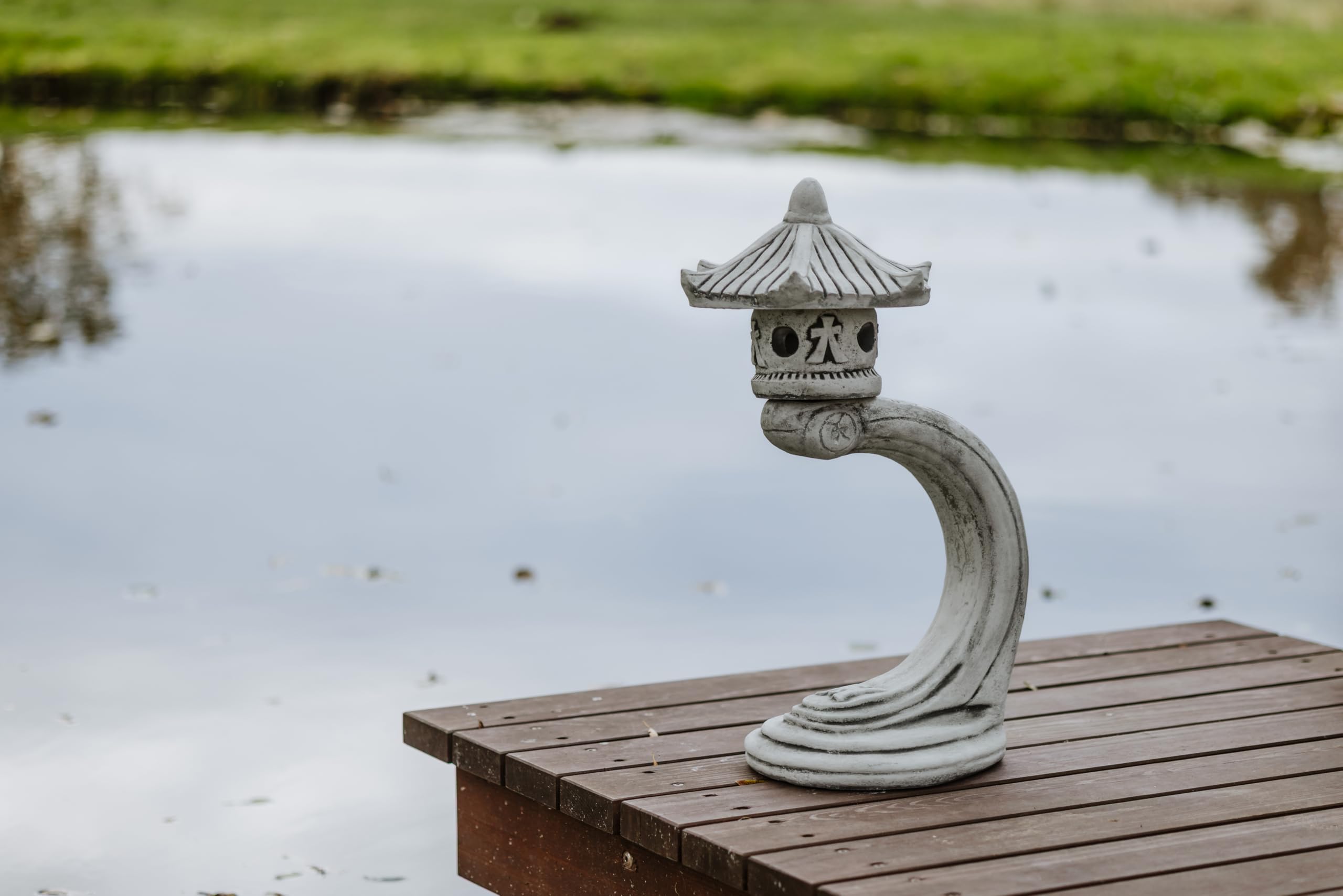 gartendekoparadies.de Japanische Rankei Steinlaterne aus Steinguss, Grau, H. 65 cm, 22 kg, Frostsicher für Außenbereich