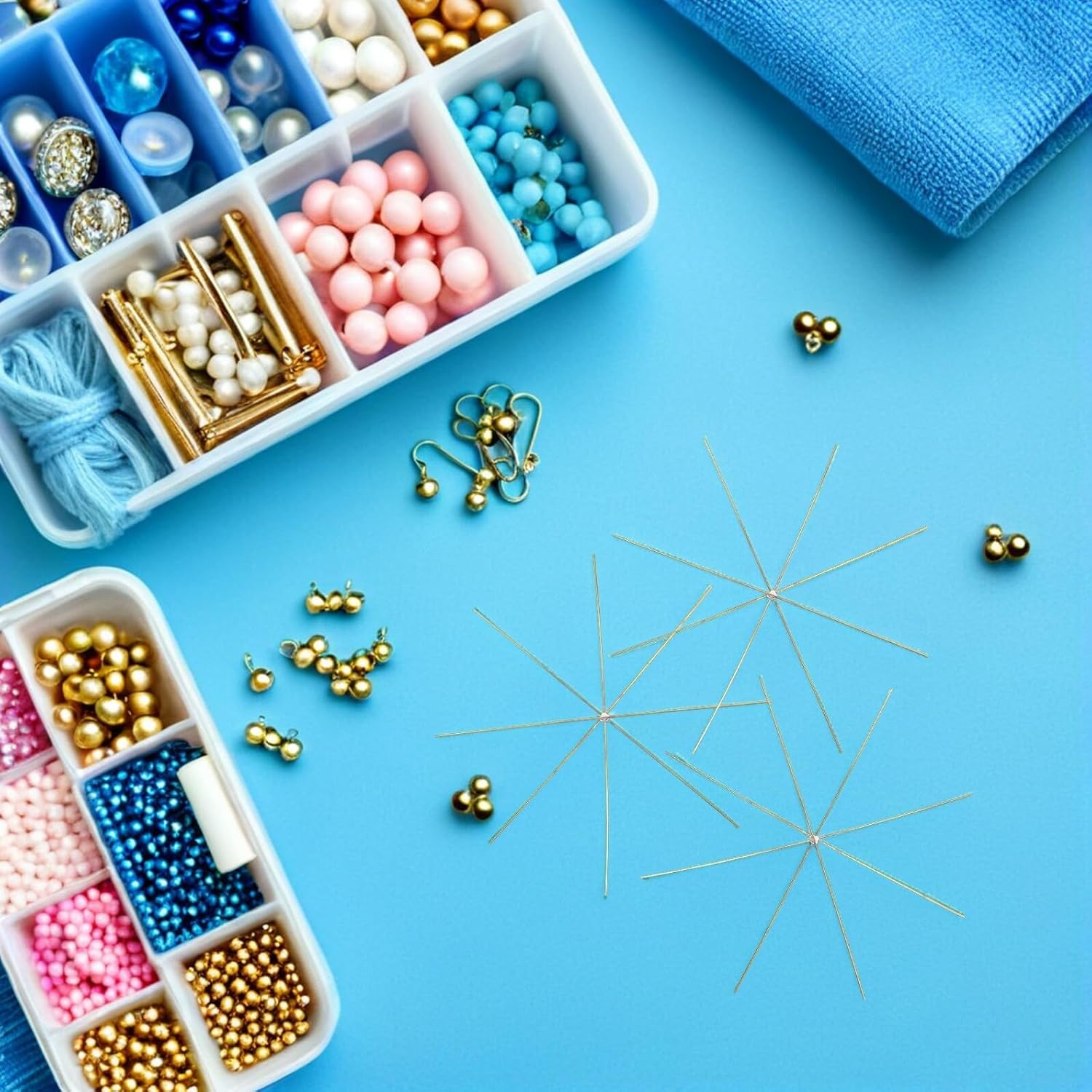 30pcs Snowflake Wire Forms for Beading and Jewelry Making, 9.5cm Metal Snowflake Pendant Frames with 8 Branches, DIY Christmas Ornament Craft Supplies for Holiday Decorations