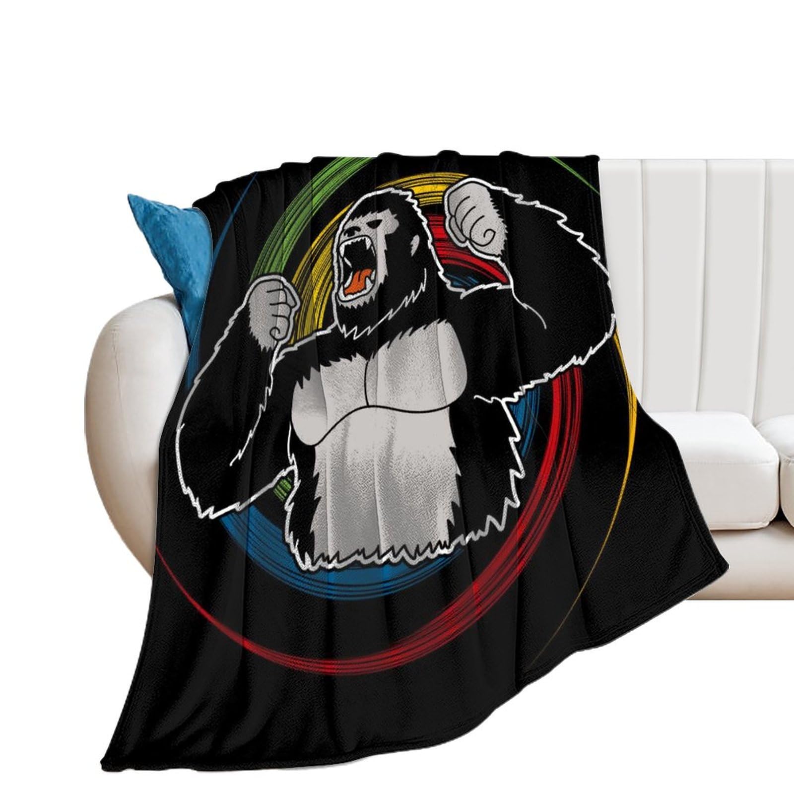 Couverture Polaire Flanelle Chimpanzés Plaid Lit Doux Couverture Canapé 130x150