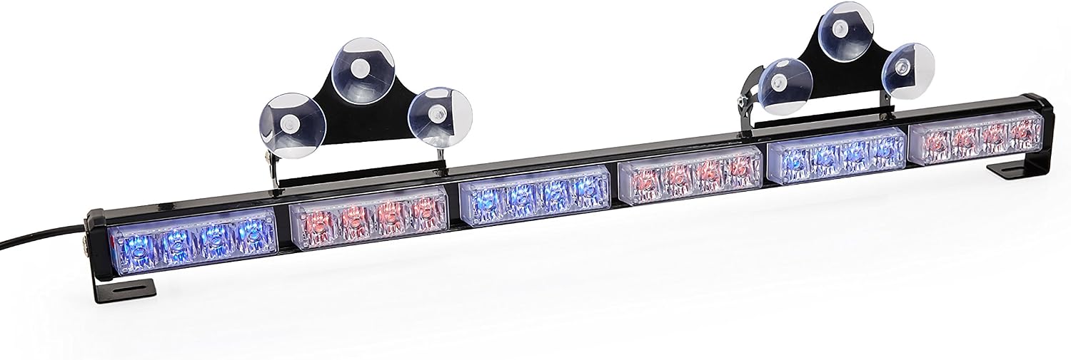 V-SEK 24 LED 27" Hazard Emergency Warning Tow Traffic Advisor Flash Strobe Directional Light Bar (Red/Blue)