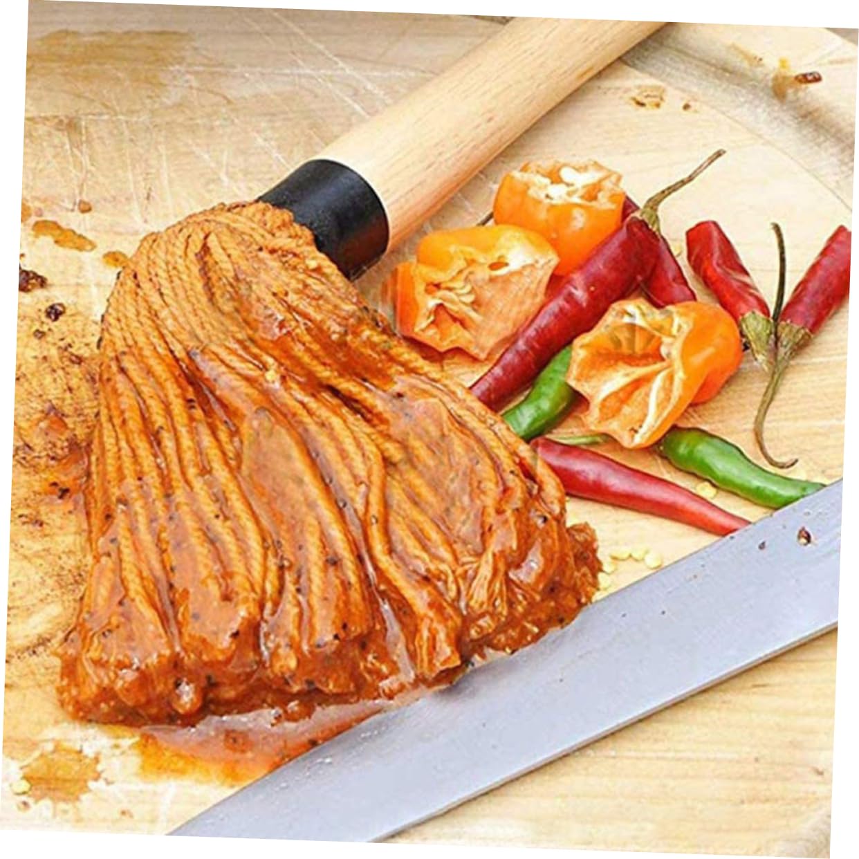 NULYLU 1 Set Basting Mop Brush with Wooden Handle Multi Use Oil Brush for Grilling Baking and Marinading Essential Barbecue Accessories for Delicious Cooking
