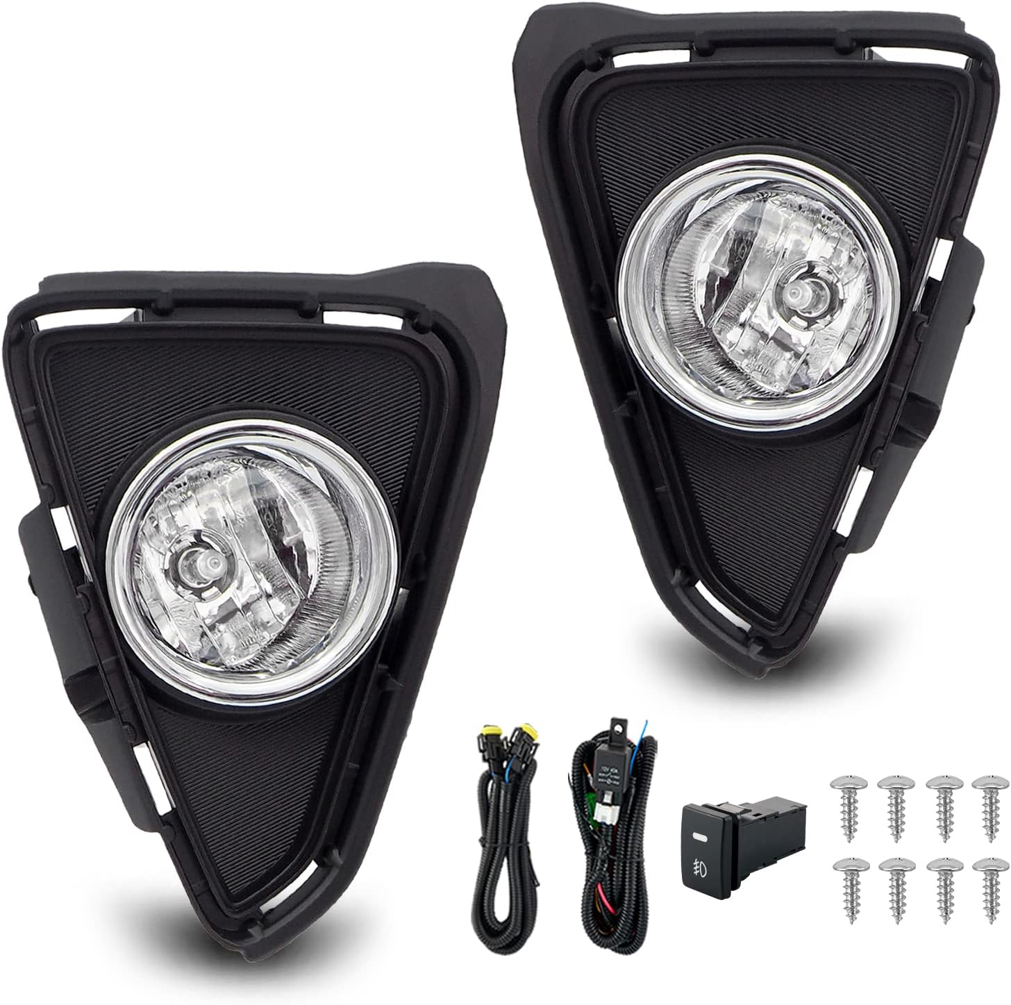 Driving Fog Lights Lamps Assembly Kit for 2016-2018 Toyota Rav4 Fog Light Replacement with H16 12V 19W Halogen Bulbs Switch and Wiring Kit