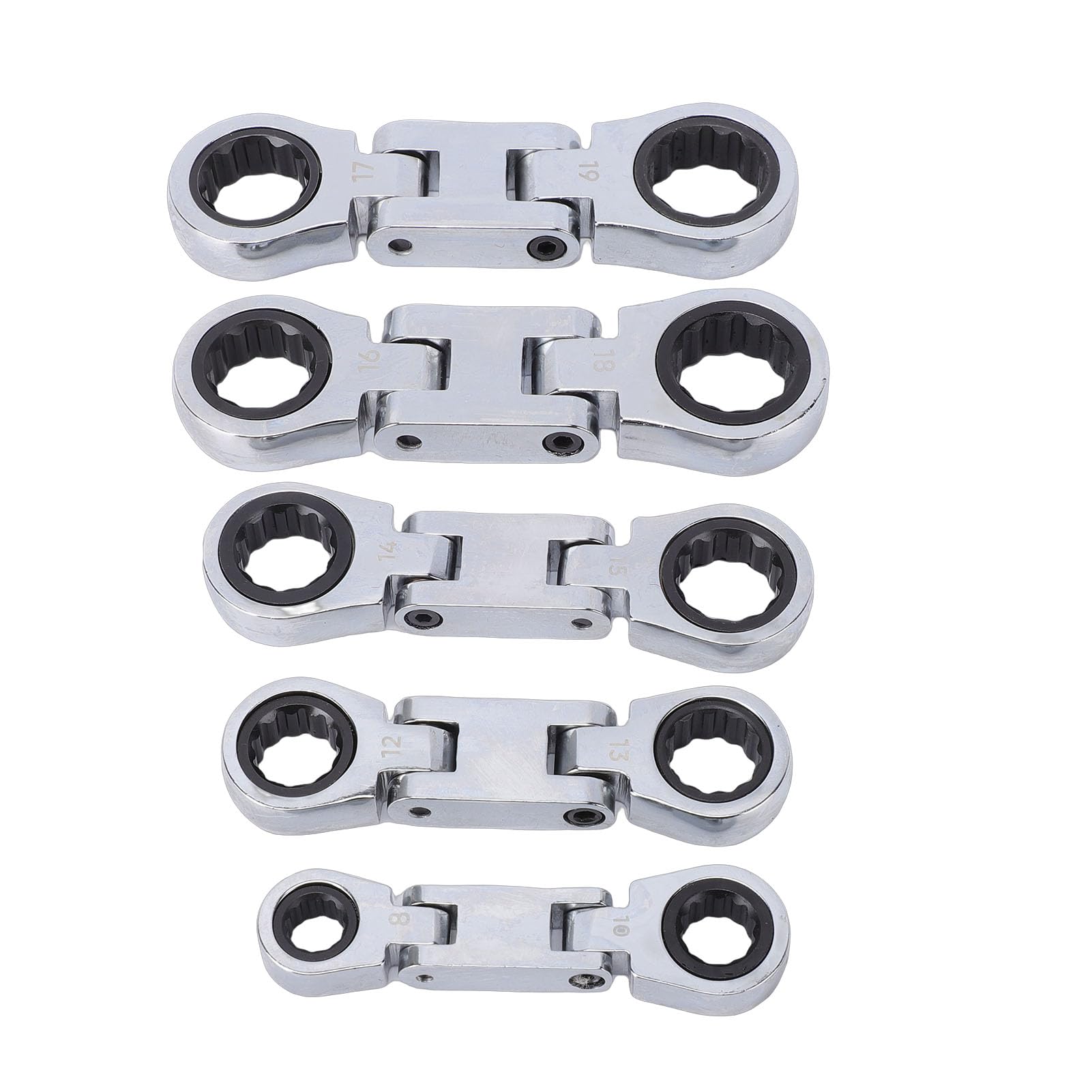Fabater Chiavi a Cricchetto Metriche con estremità Flessibile, Versatile Set di Chiavi a Cricchetto a Doppia Testa da 5 Pezzi per Riparazione Bici, Kit di Attrezzi Compatto e Pratico