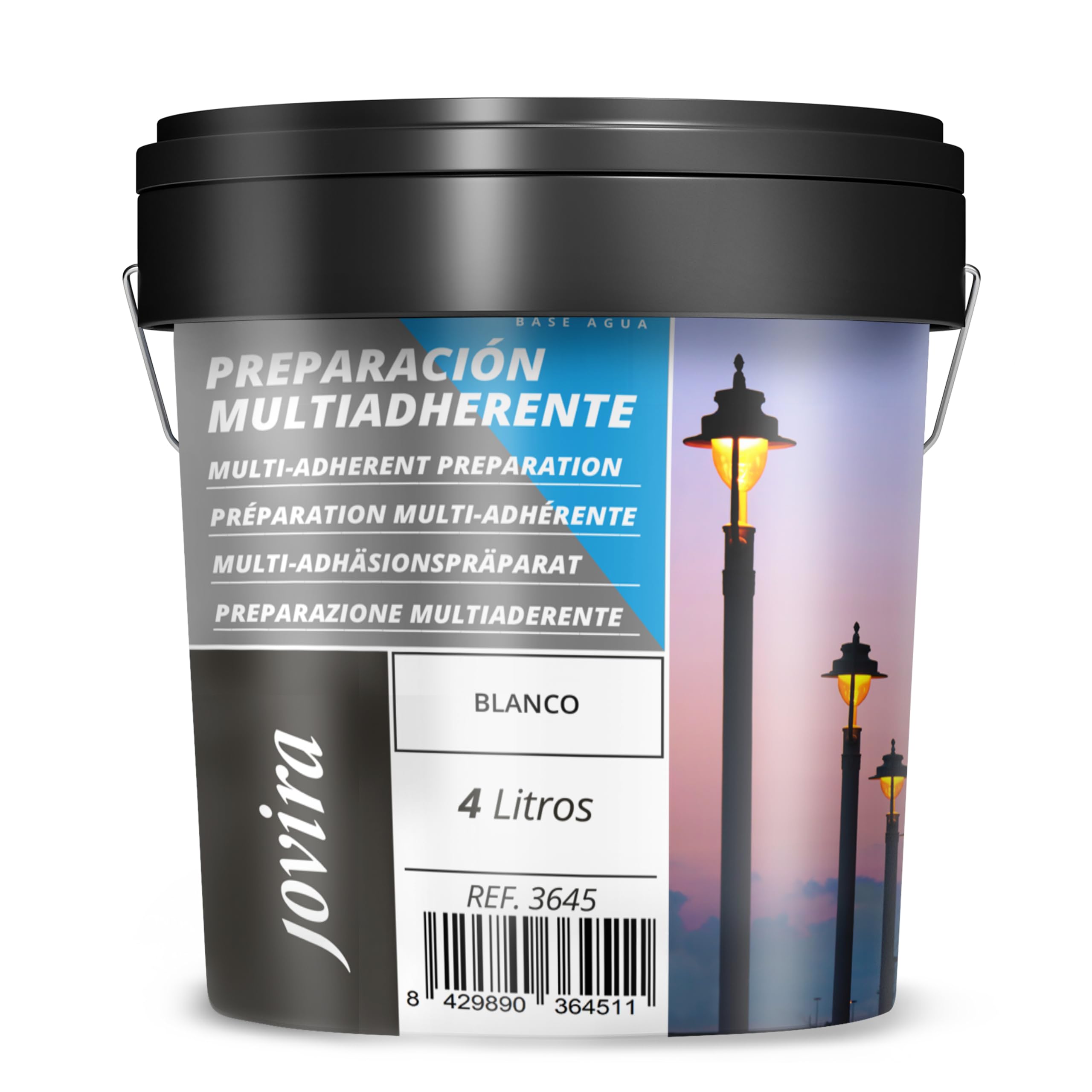 JOVIRA PINTURAS Preparación Multiadherente | 4 L| Mate al Agua. Imprimación para superficies difíciles (galvanizado, acero, aluminio, PVC rígido, madera, etc). (4 Litros, Blanco) C-01
