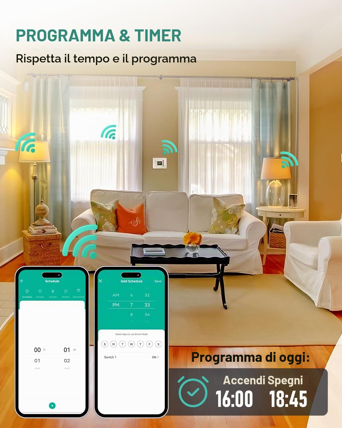 GreenSun Presa Intelligente Wifi - Presa Smart PV Consumo Energia Bidirezionale Compatibile con Alexa Comandata Timer Programmabile con Tuya Smart Life Tempo di Preselezione 2.4GHz 2PC