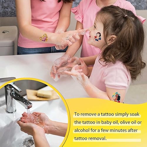 Miniatura 2 de 40 hojas de tatuajes temporales de princesa para niños, calcomanías de decoración de princesa de dibujos animados, regalos para niñas y niños,