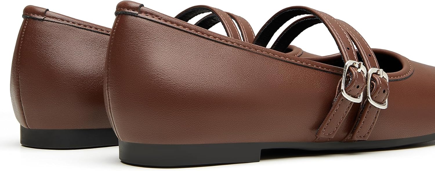 Trary Mary Jane Shoes Women Square Toe Flats for Women Dressy Ballet Flat Mary Jane Flats with Buckle Strap Comfortable Slip On Casual Shoes - Image 2