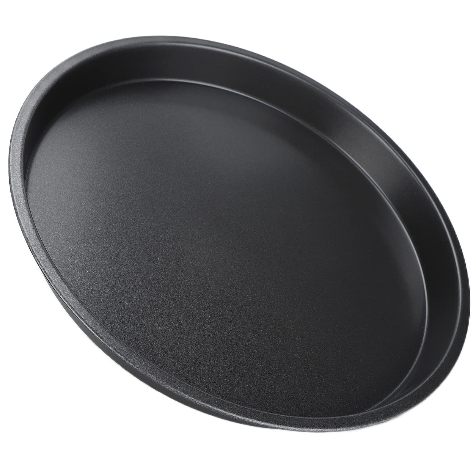 MOUMOUTEN 2 Pcs Pizza Pan, Carbon Steel Non Stick Deep Thickened Baking Pan Even Heating, Pizza Tray Bakery Supplies for Kitchen Cooking Bakery (Black)(12 inches)