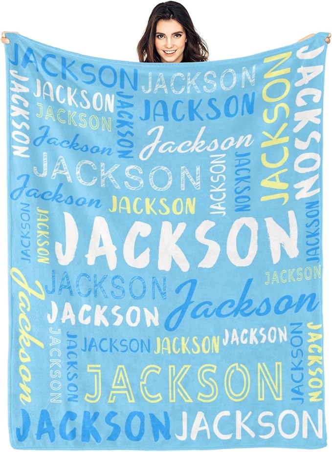 Personalized Name Blanket Customized Baby Blankets for Girls Boys Adults Monogrammed Blankets and Throws Christmas Birthday Mothers Fathers Valentines Day Gift