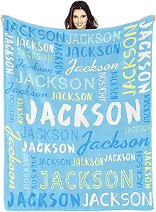 Personalized Name Blanket Customized Baby Blankets for Girls Boys Adults Monogrammed Blankets and Throws Christmas Birthday Mothers Fathers Valentines Day Gift